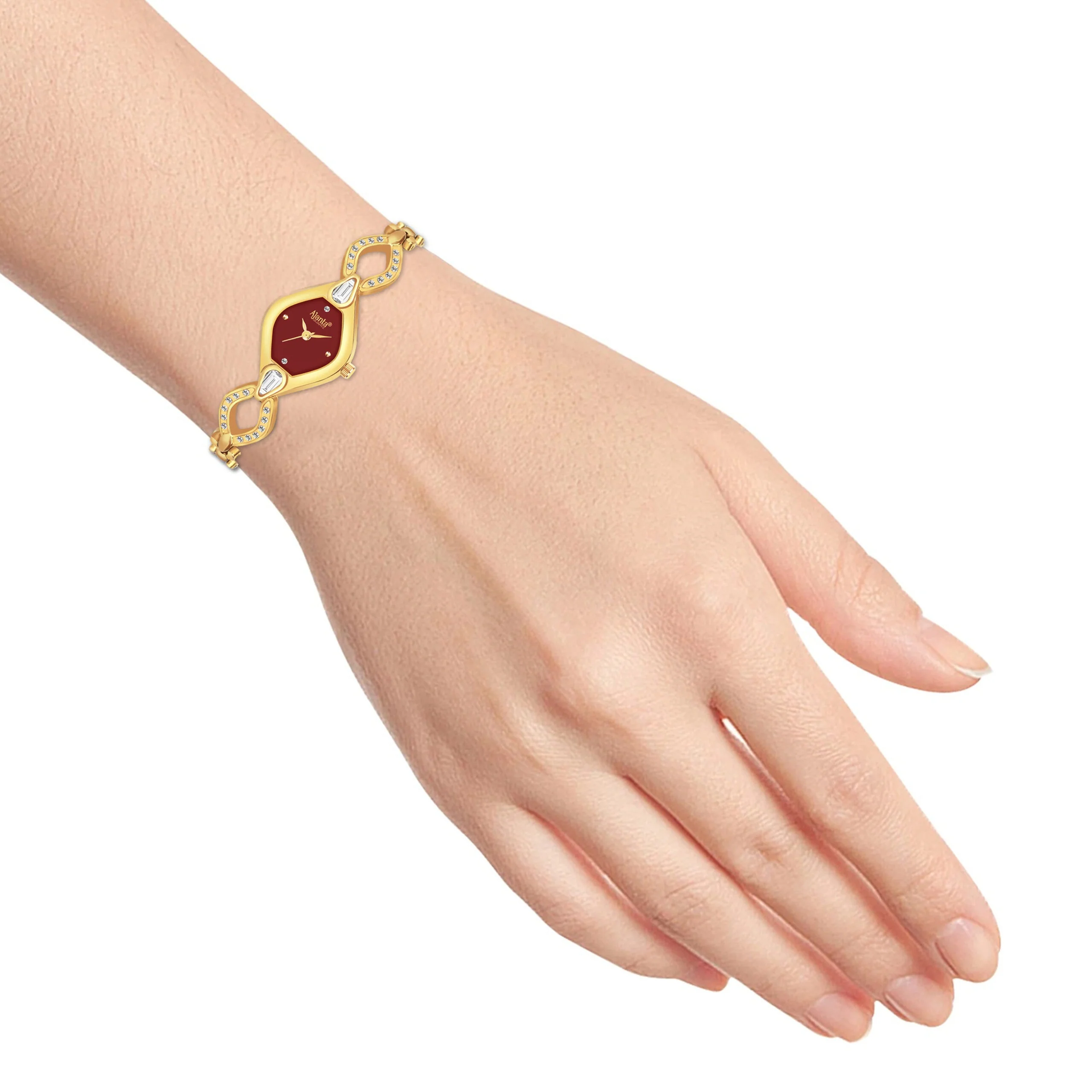 Ammarra Maroon Dial Gold-Tone Bracelet - Image 8