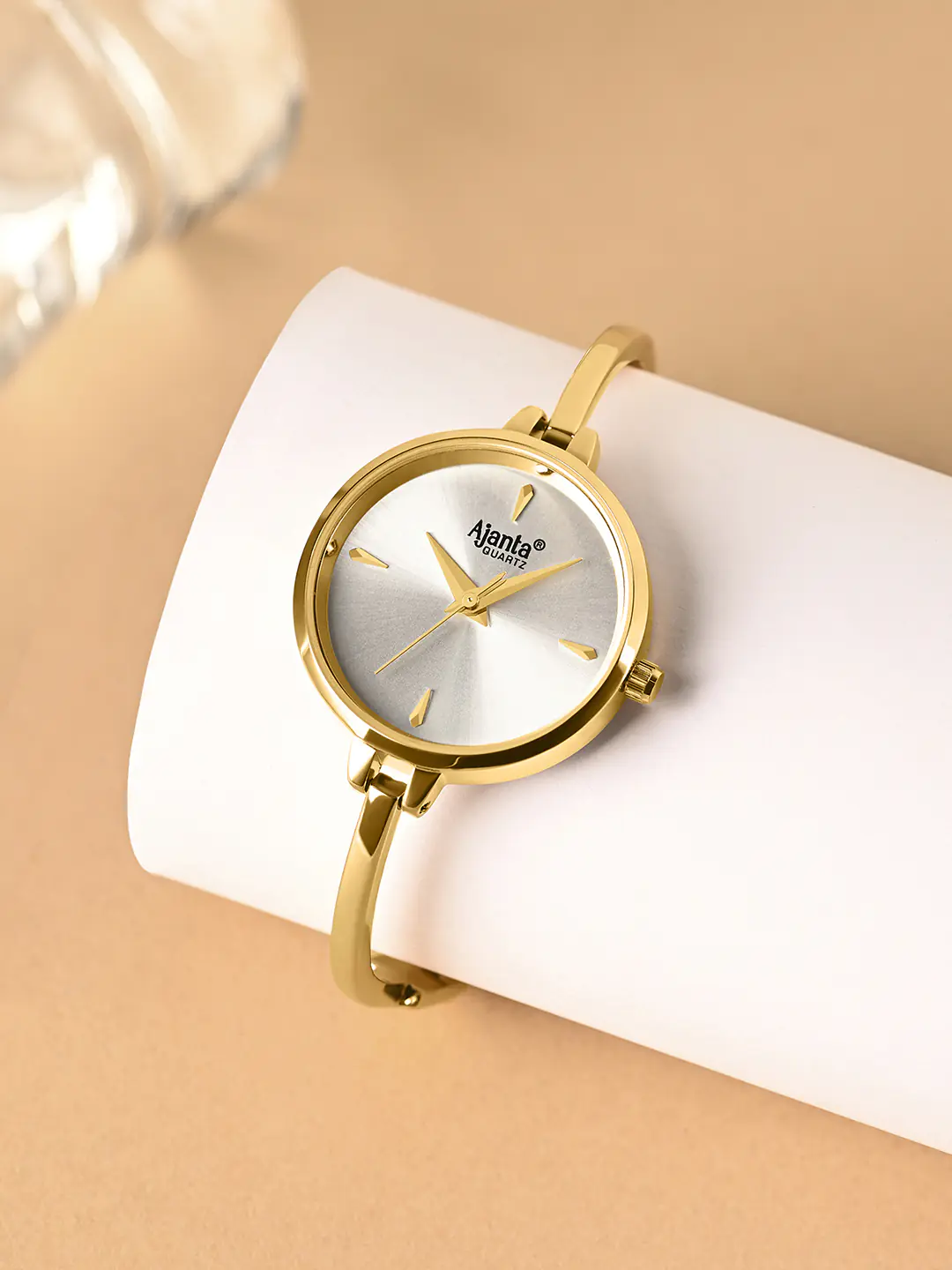 Sole' Silver Sunray Dial Gold-Tone Bracelet