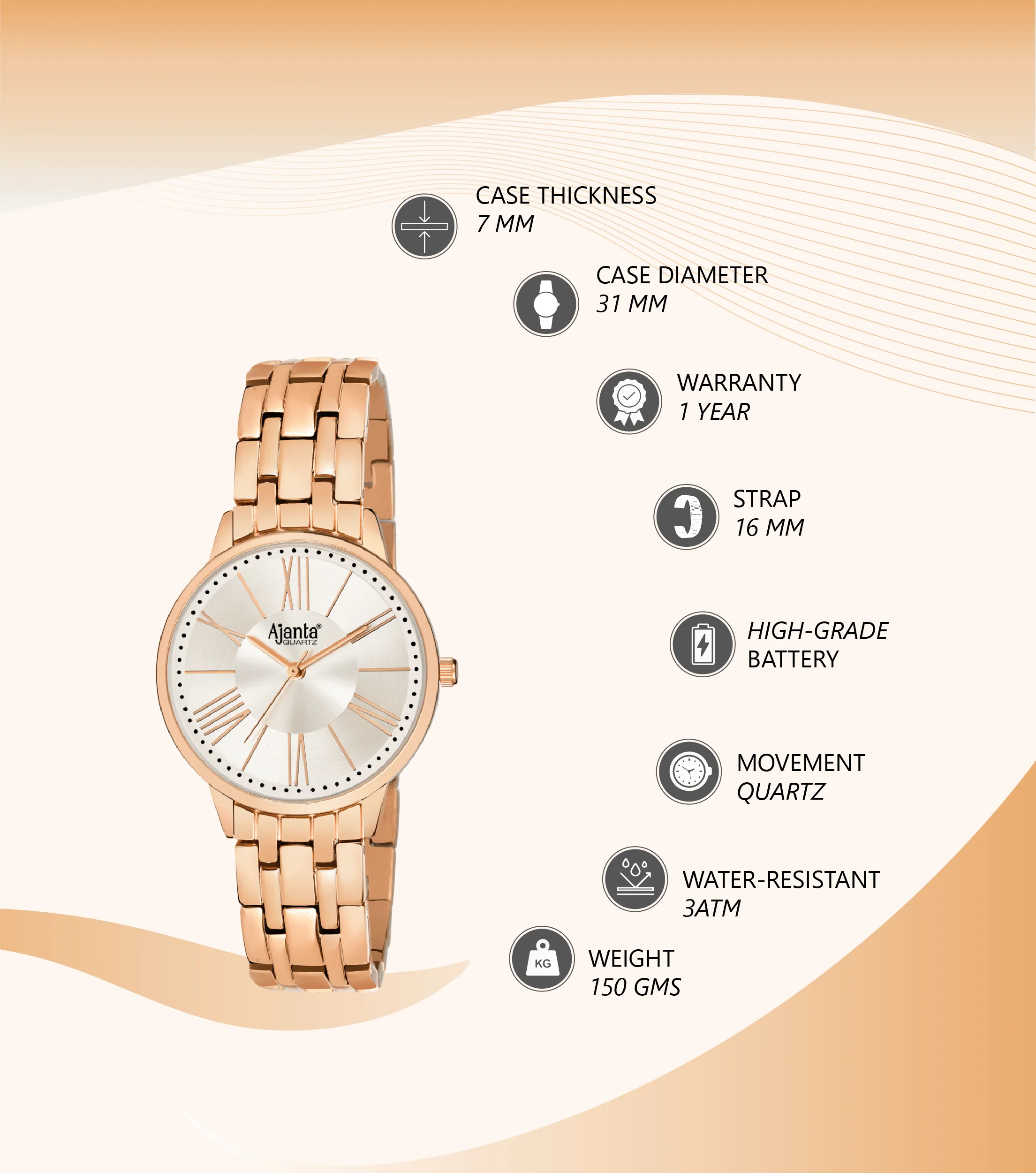 Show Stopper Silver Dial Rose Gold-Tone Bracelet - Image 4