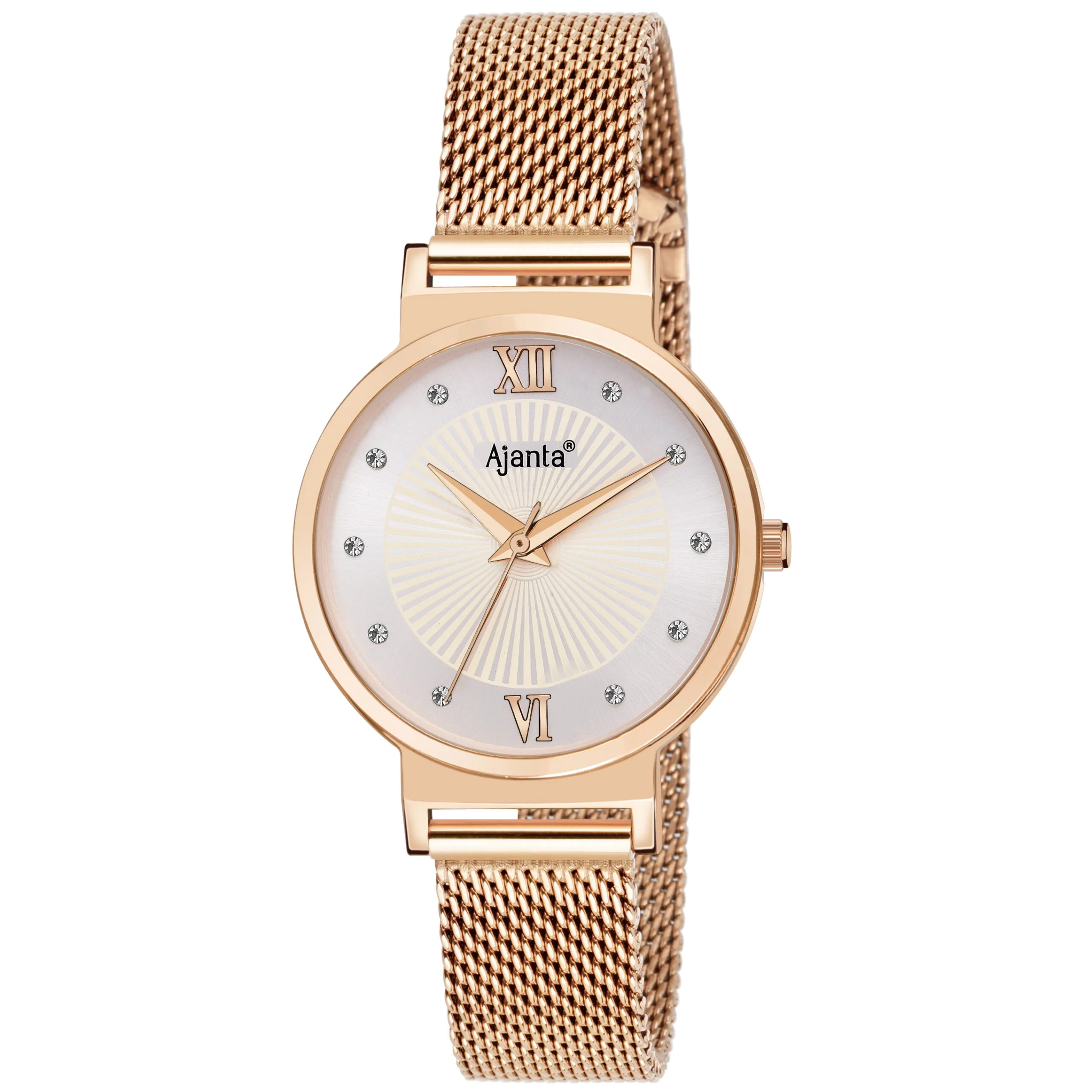 Dazzora Silver Dial Rose Gold-Tone Mesh Bracelet - Image 3