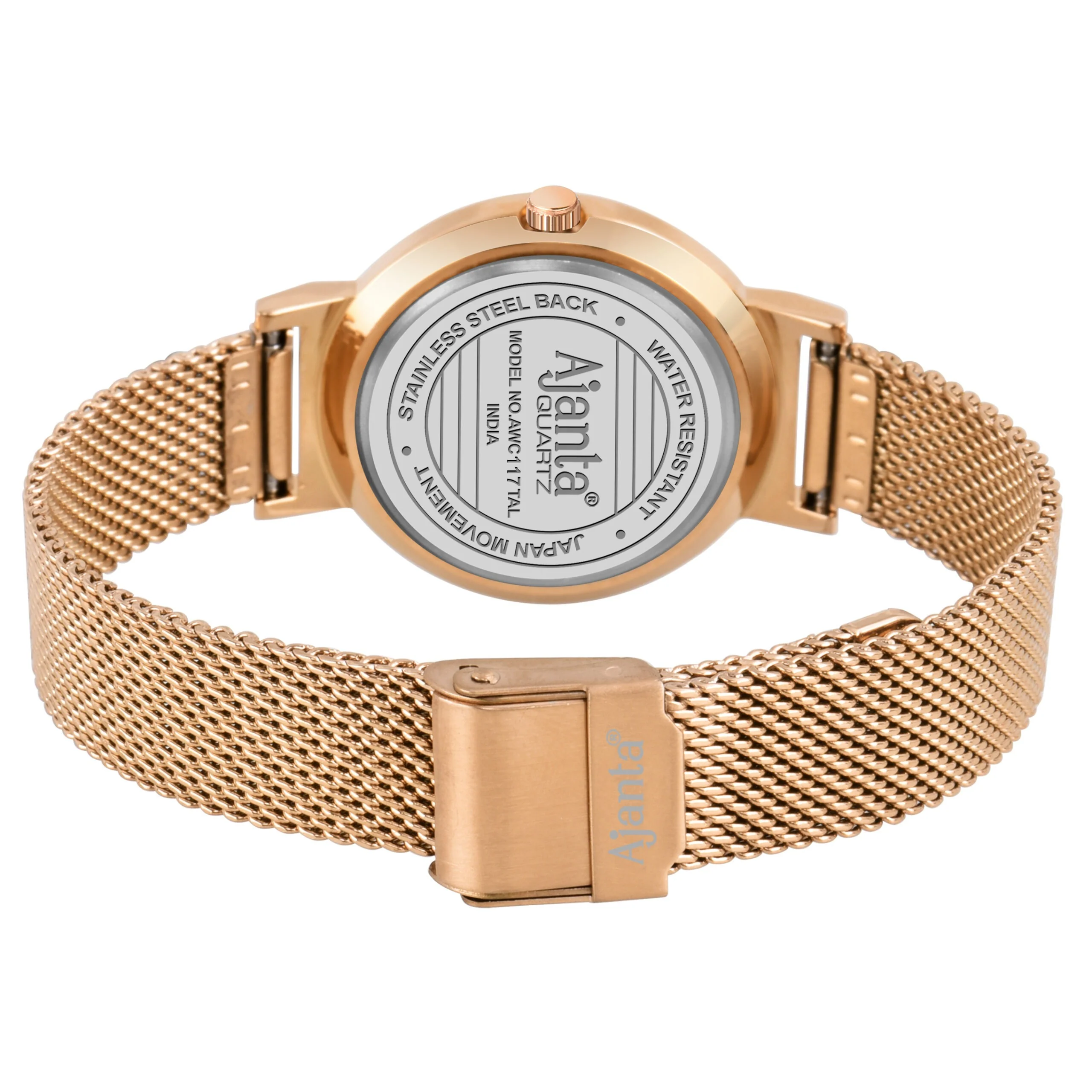 Dazzora Silver Dial Rose Gold-Tone Mesh Bracelet - Image 6