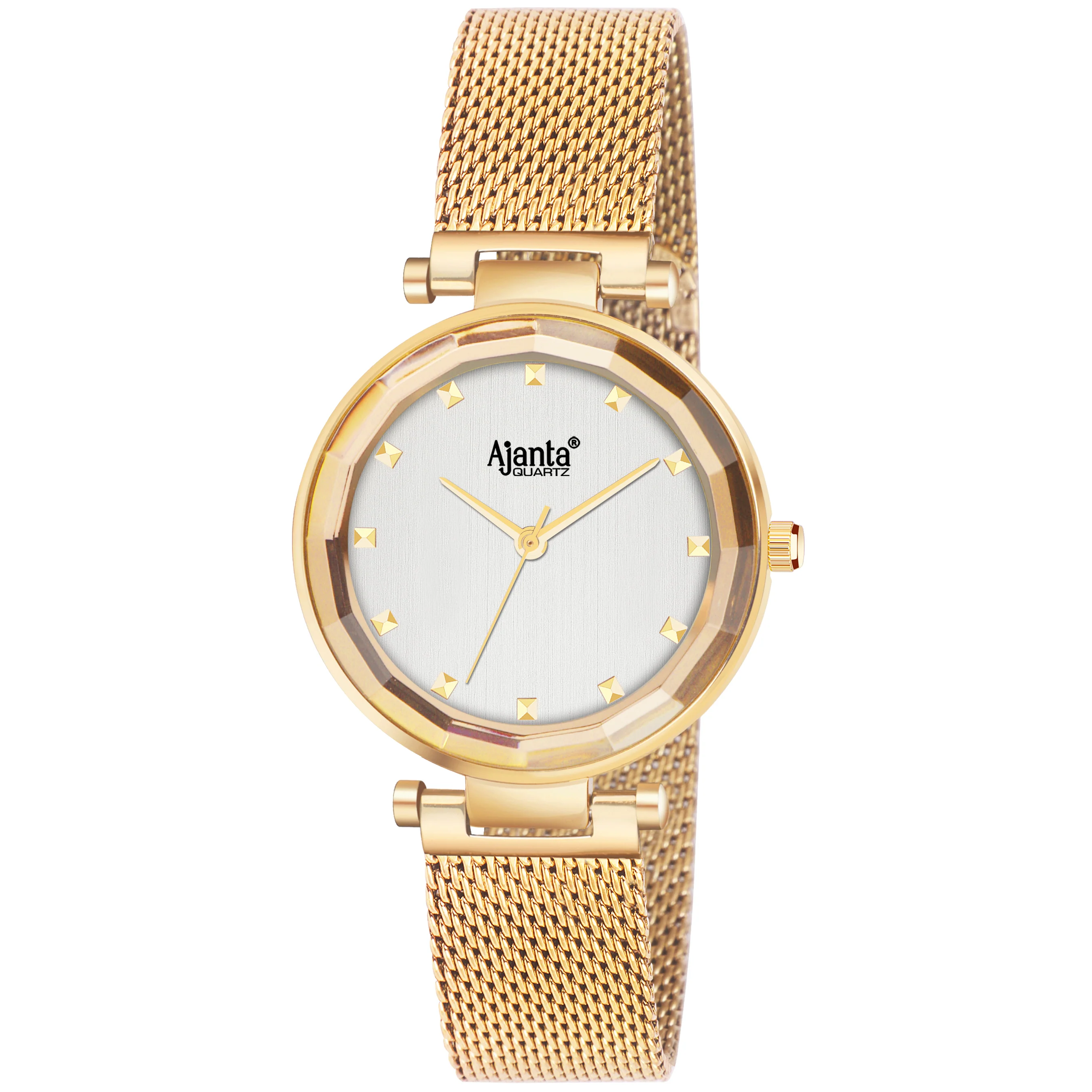 Flaire Silver Dial Gold-Tone Mesh Bracelet - Image 3