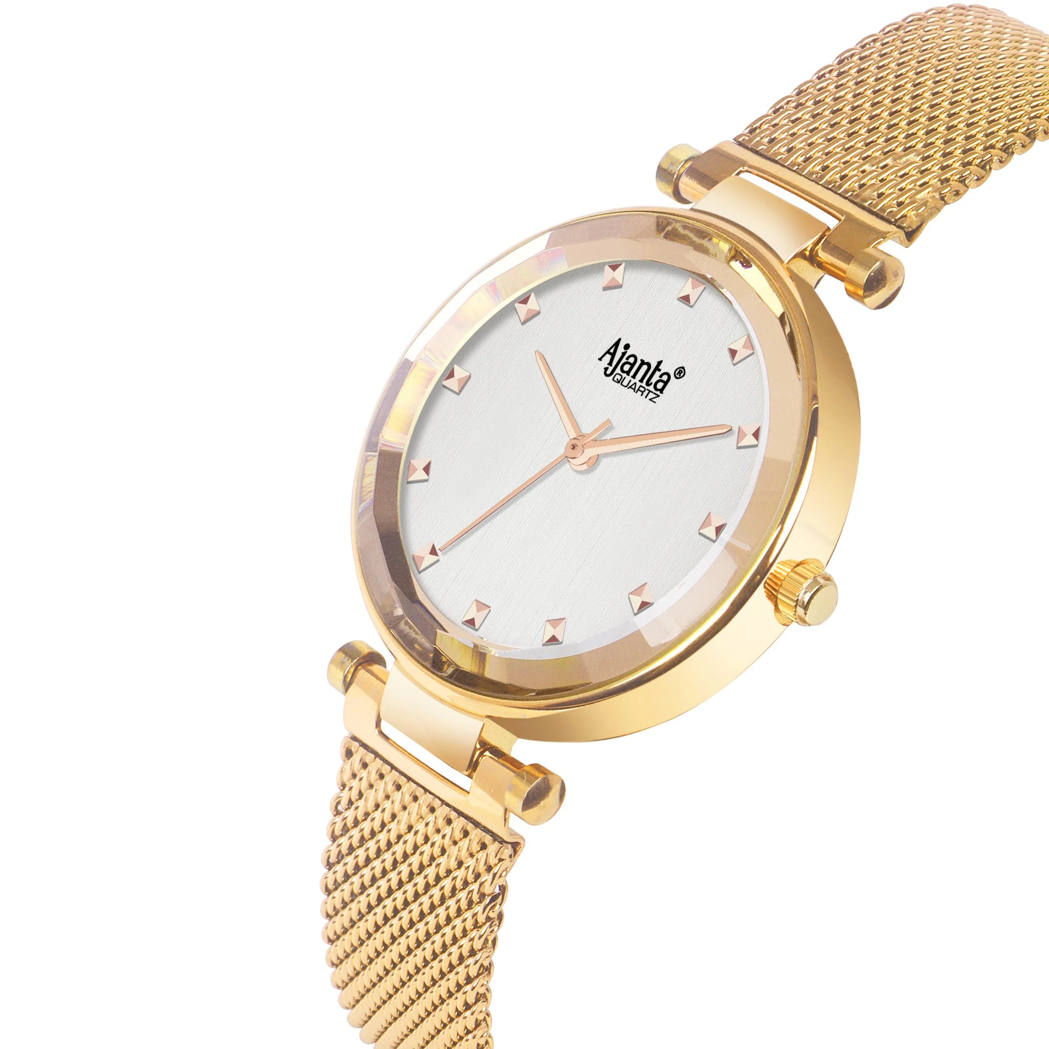 Flaire Silver Dial Gold-Tone Mesh Bracelet - Image 5
