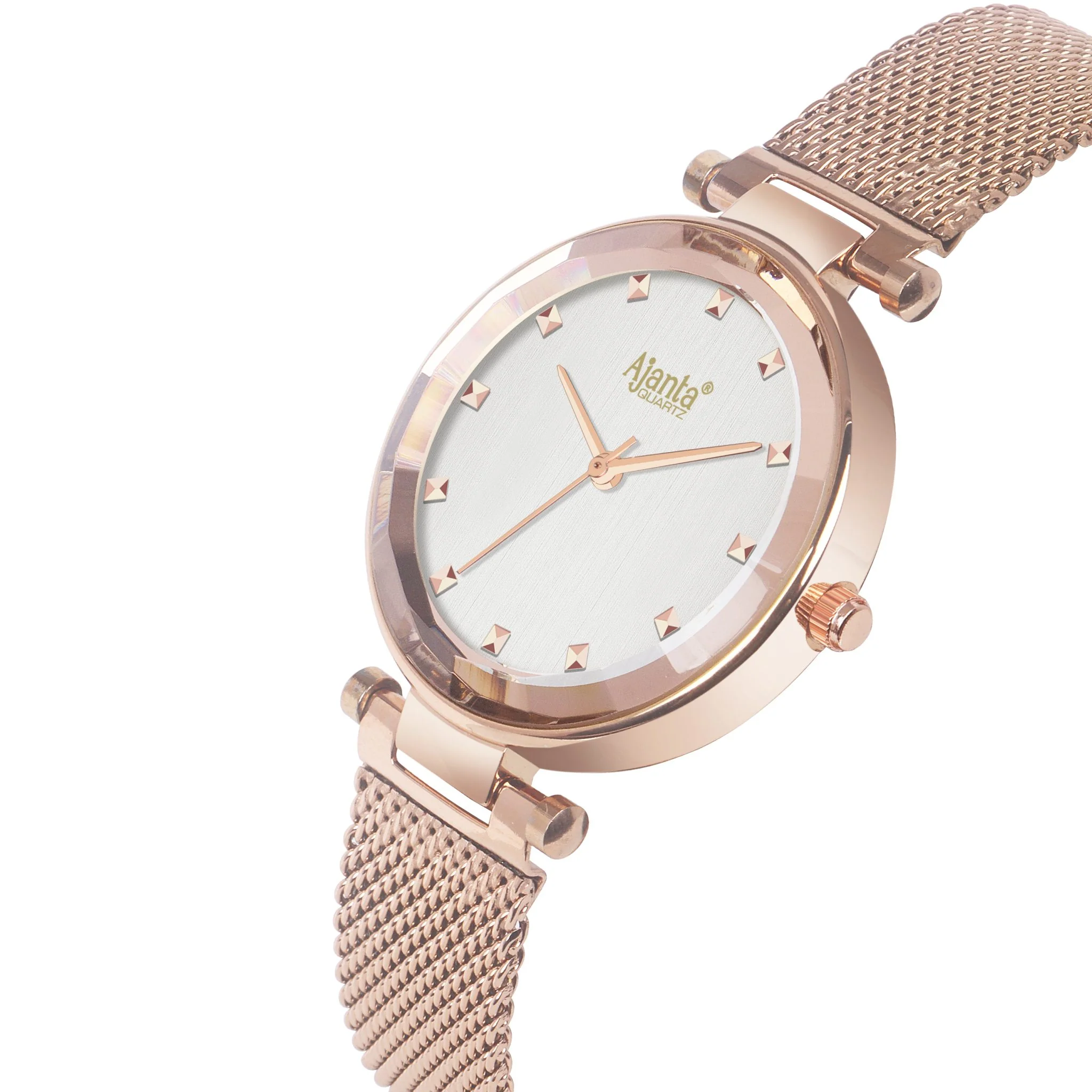 Flaire Silver Dial Rose Gold-Tone Mesh Bracelet - Image 5