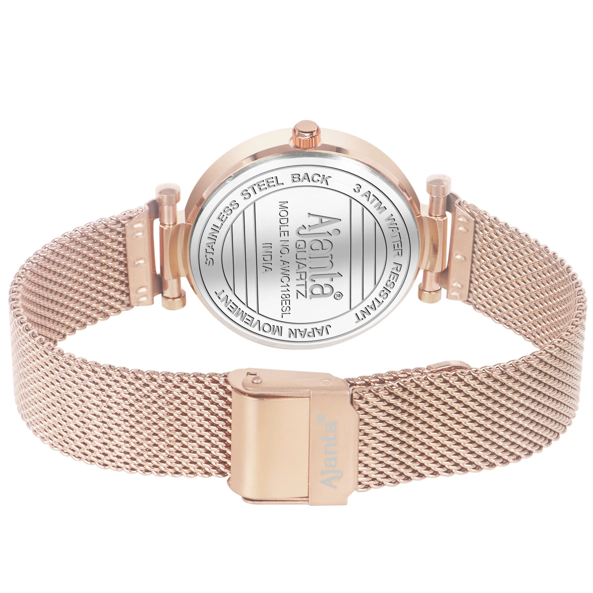 Flaire Silver Dial Rose Gold-Tone Mesh Bracelet - Image 7