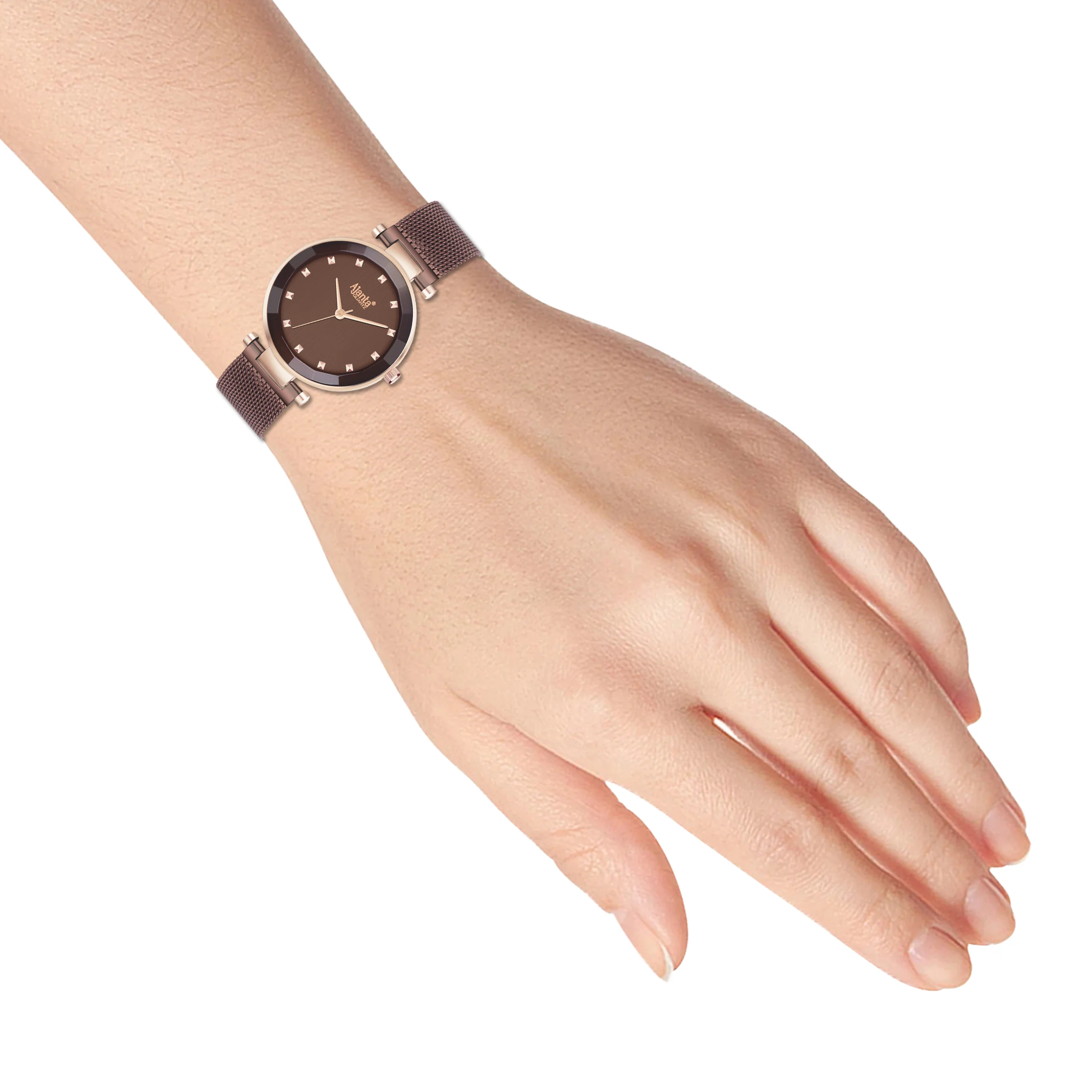 Flaire Brown Dial Rose Gold-Tone Case Brown Strap - Image 8