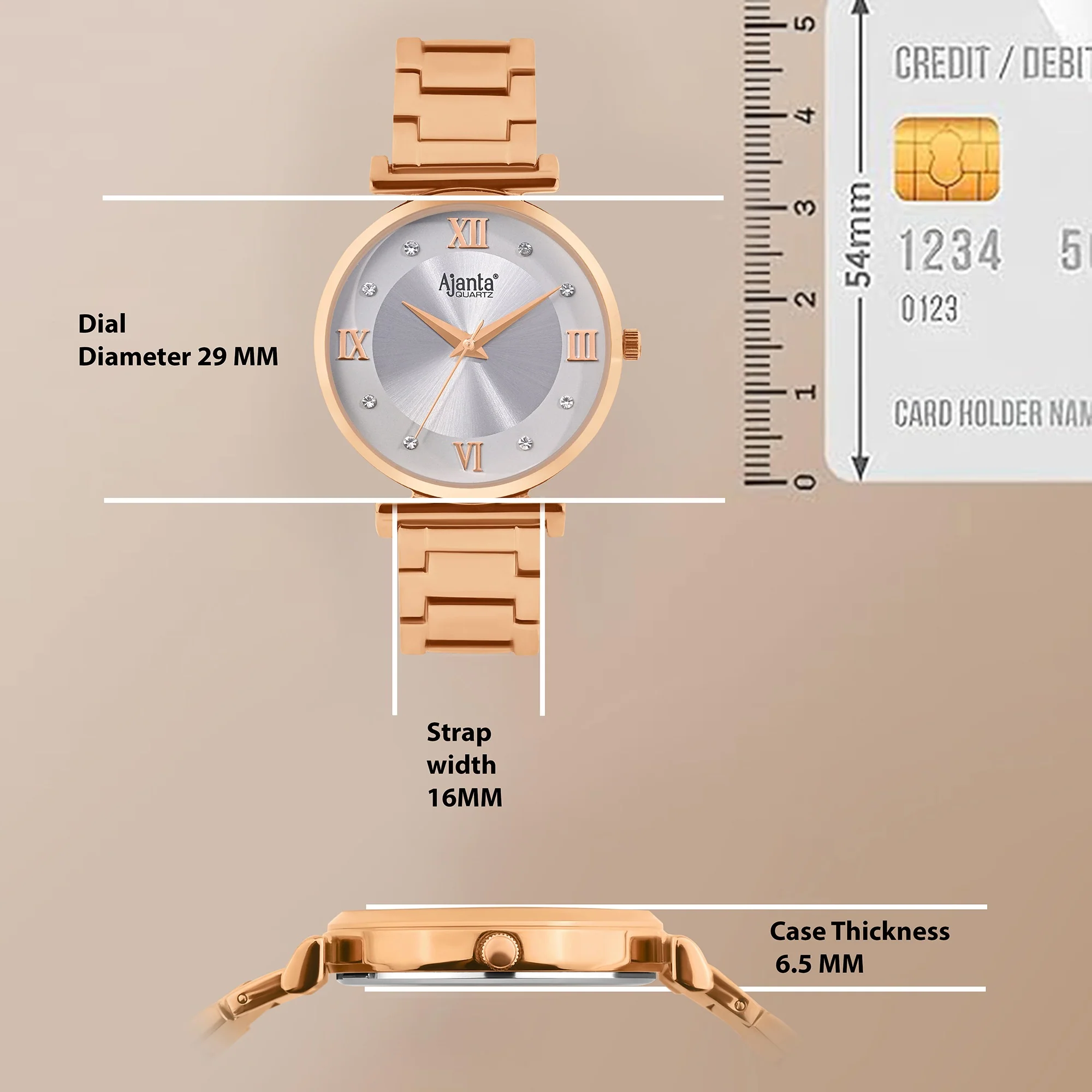 Lushora Silver Dial Rose Gold-Tone Bracelet - Image 5