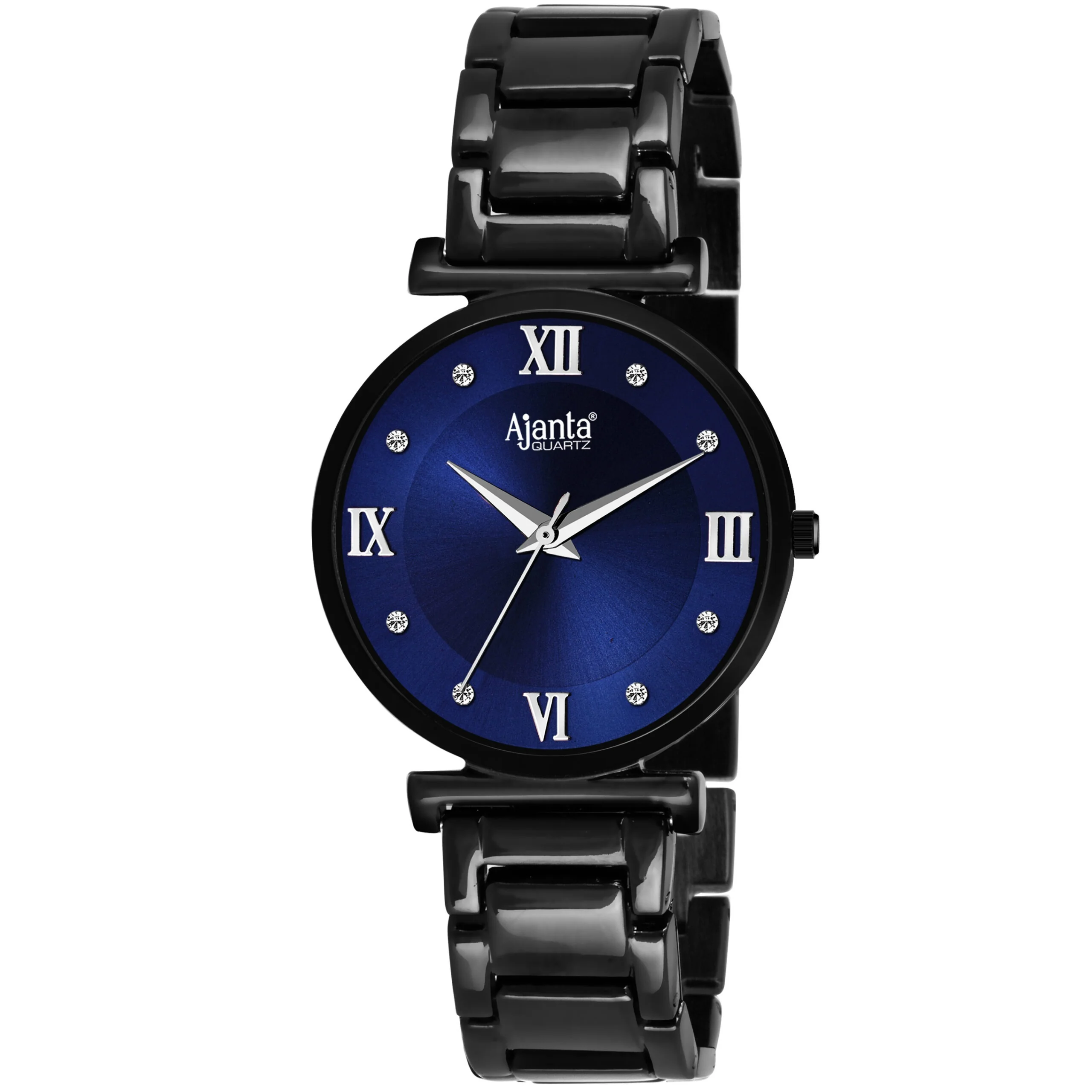 Lushora Blue Dial Black-Tone Bracelet - Image 3