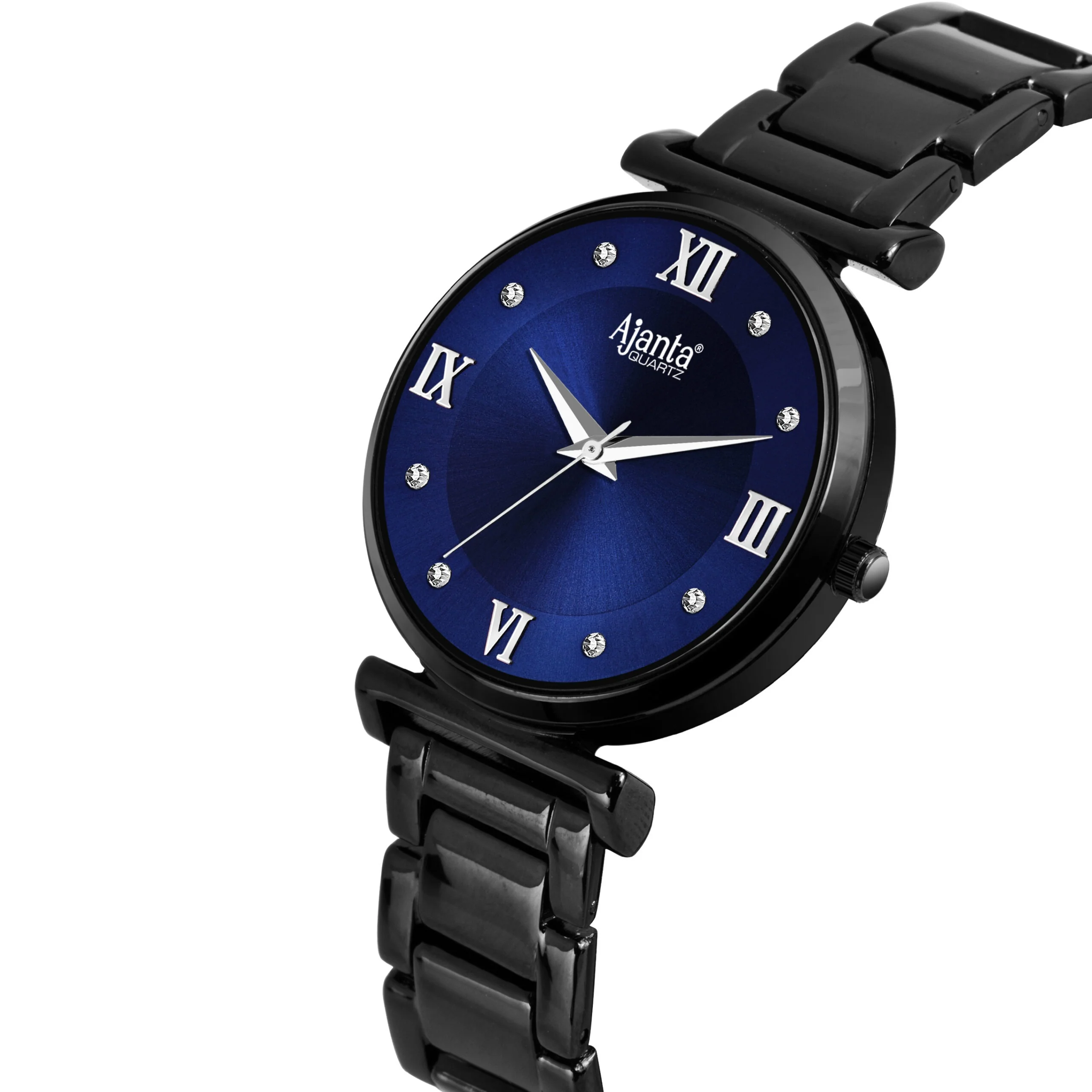 Lushora Blue Dial Black-Tone Bracelet - Image 5