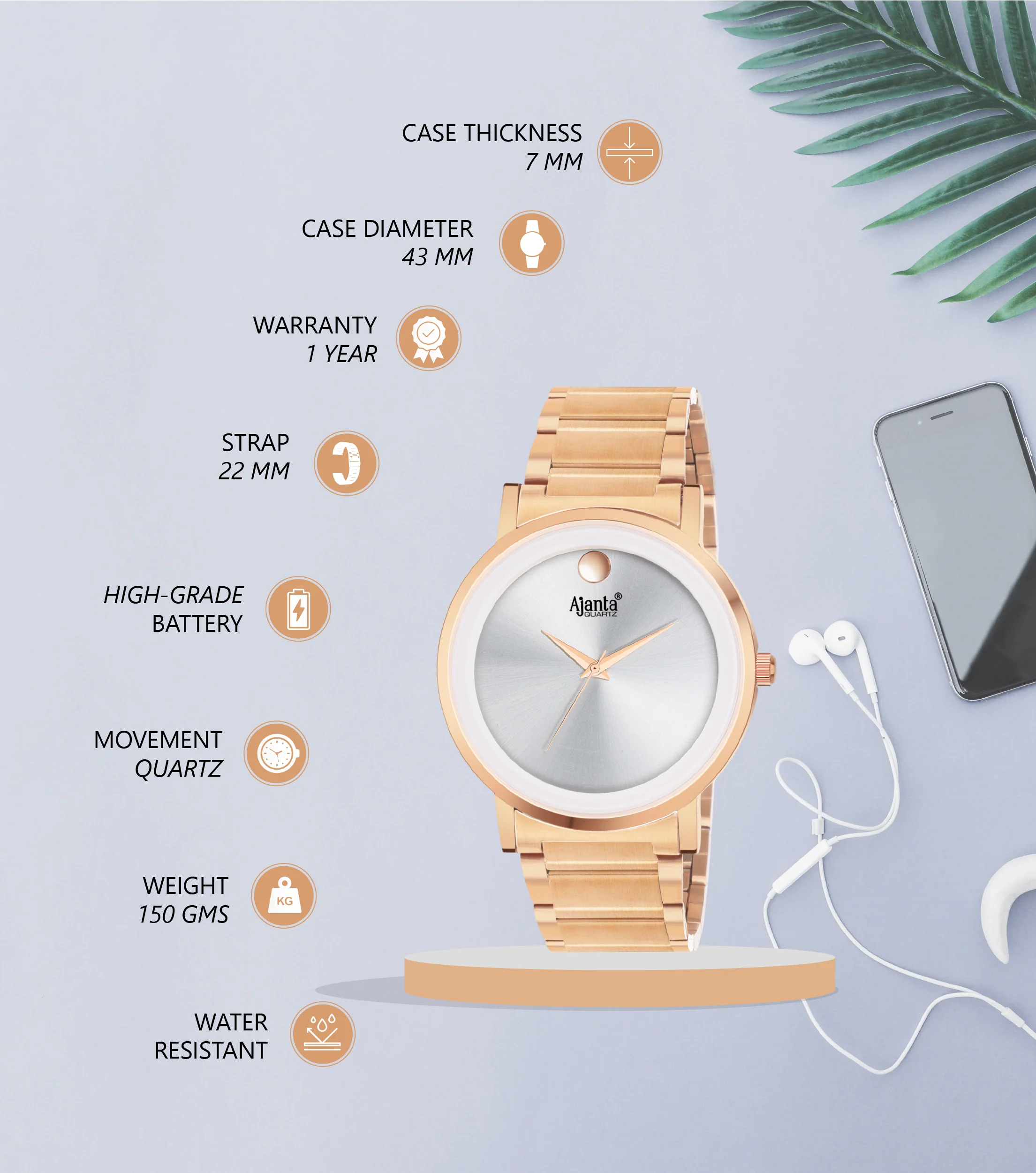 Kordell Gray Dial Rose Gold-Tone - Image 3