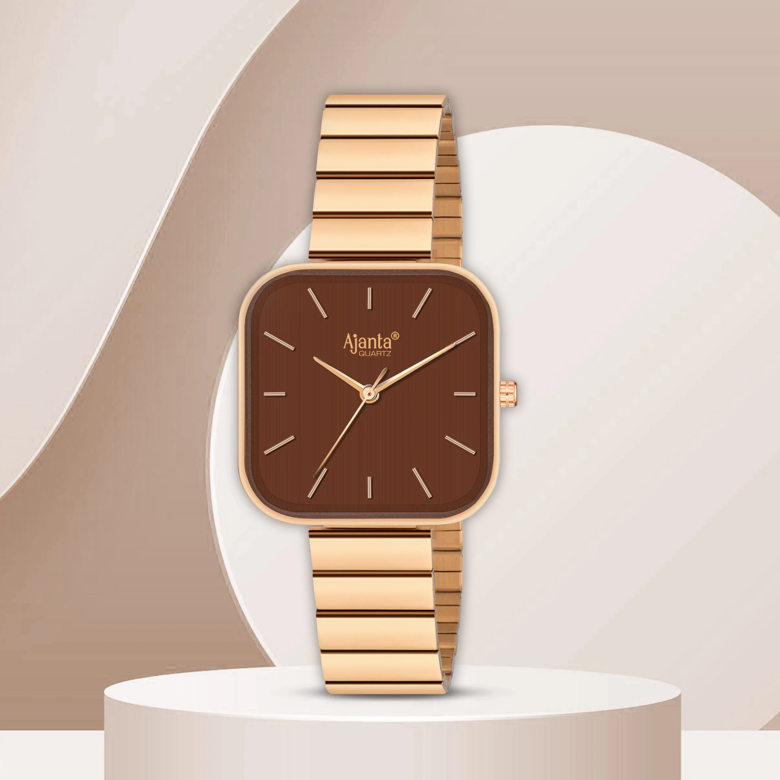 Sorelle Brown Dial Rose Gold-Tone Square Bracelet - Image 3