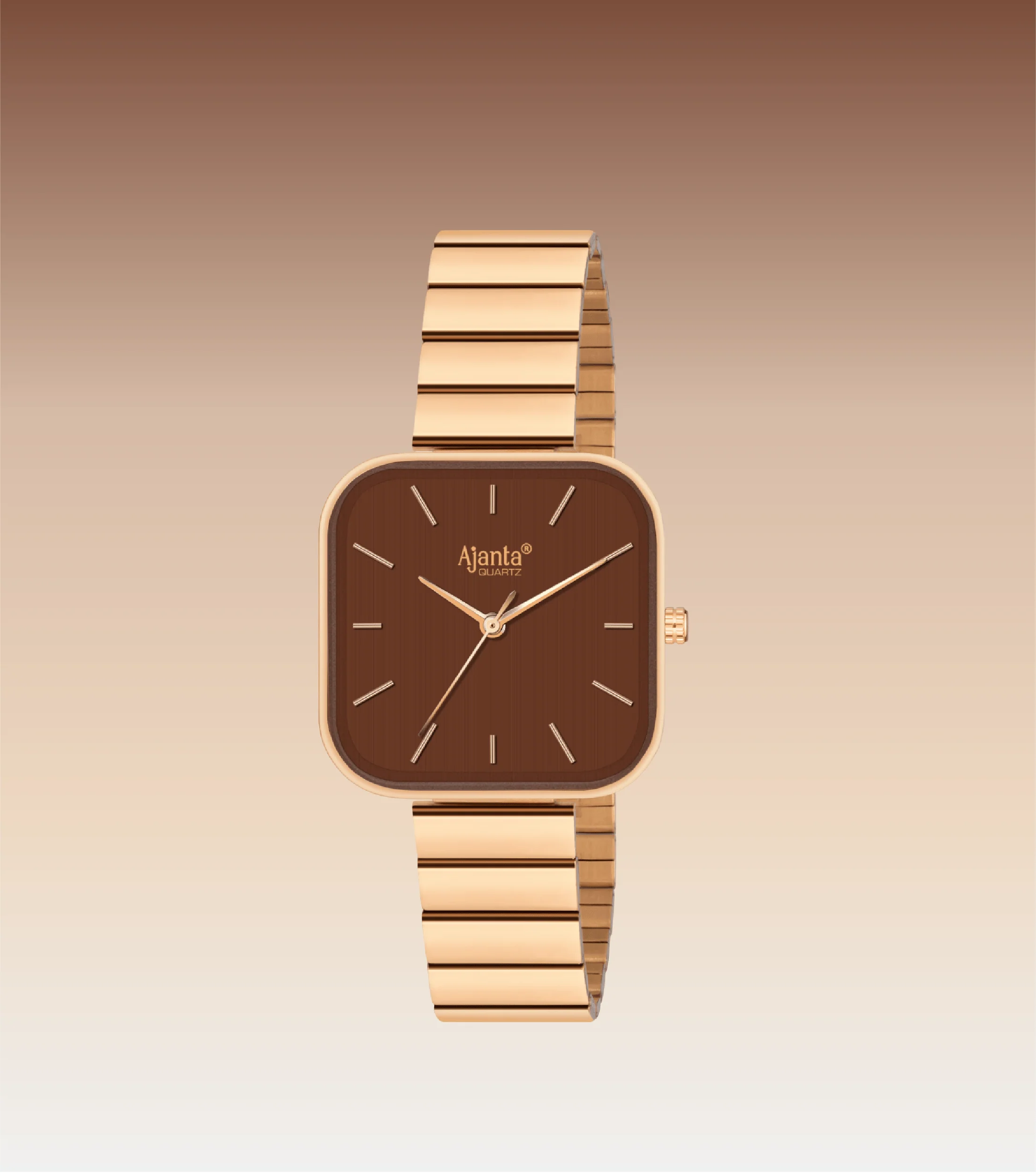 Sorelle Brown Dial Rose Gold-Tone Square Bracelet - Image 4