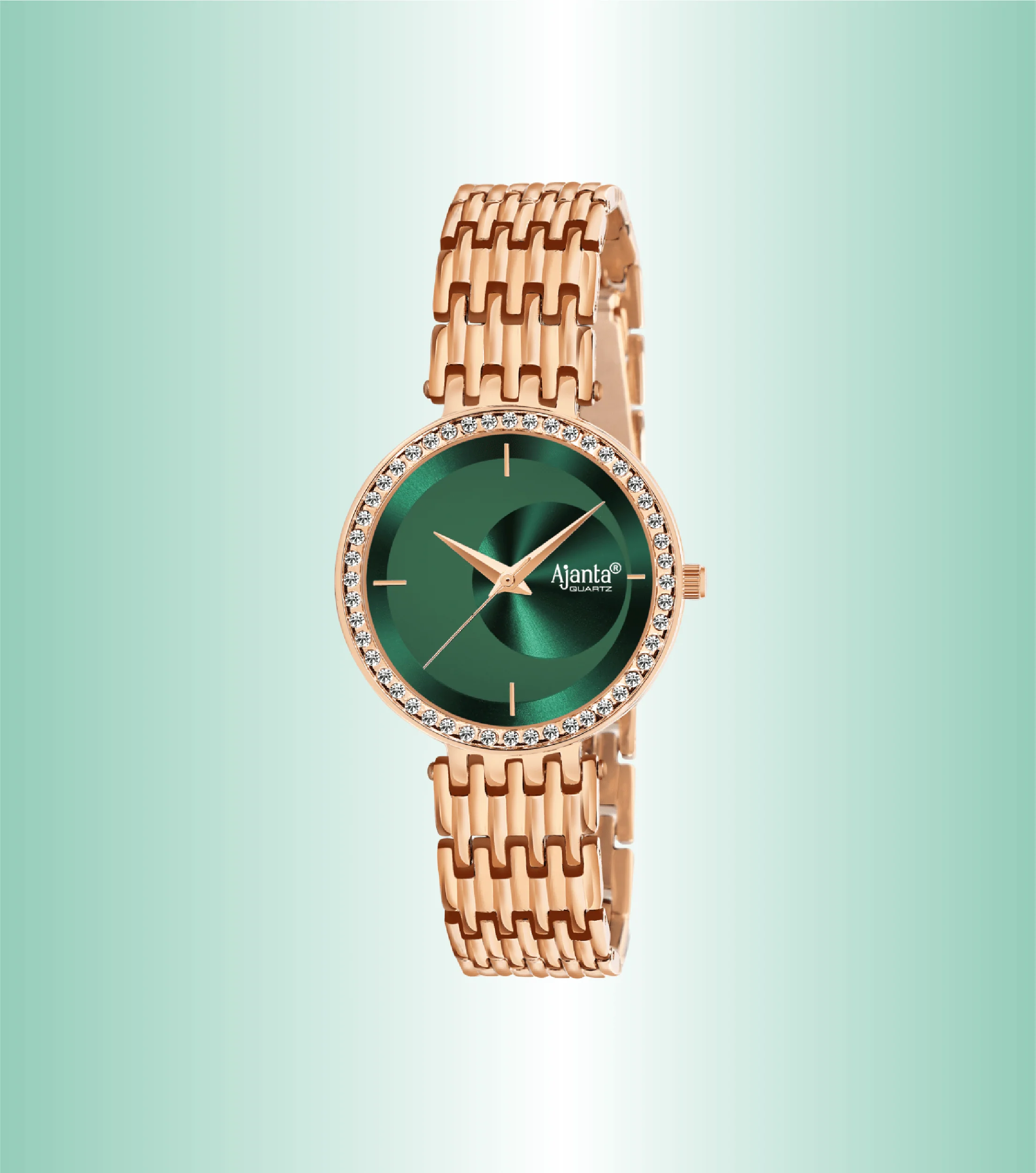 Amoura Green Dial Rose Gold-Tone Elegant Bracelet Watch - Image 3