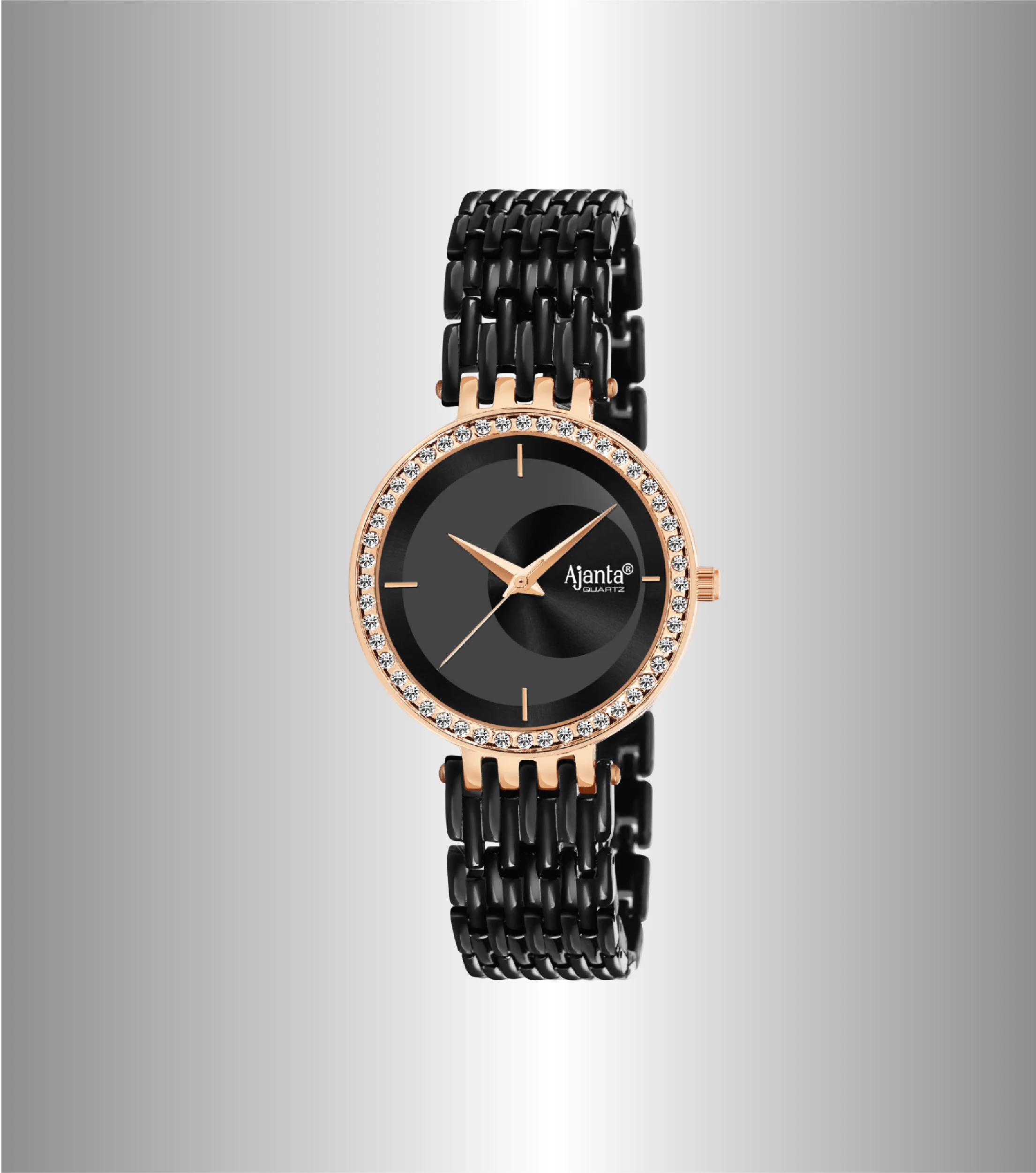 Amoura Black Dial Rose Gold-Tone Case Black Strap - Image 4