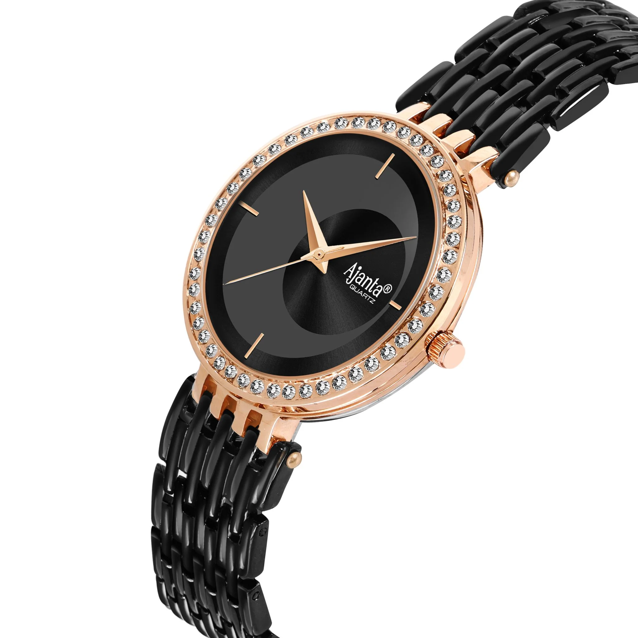 Amoura Black Dial Rose Gold-Tone Case Black Strap - Image 6