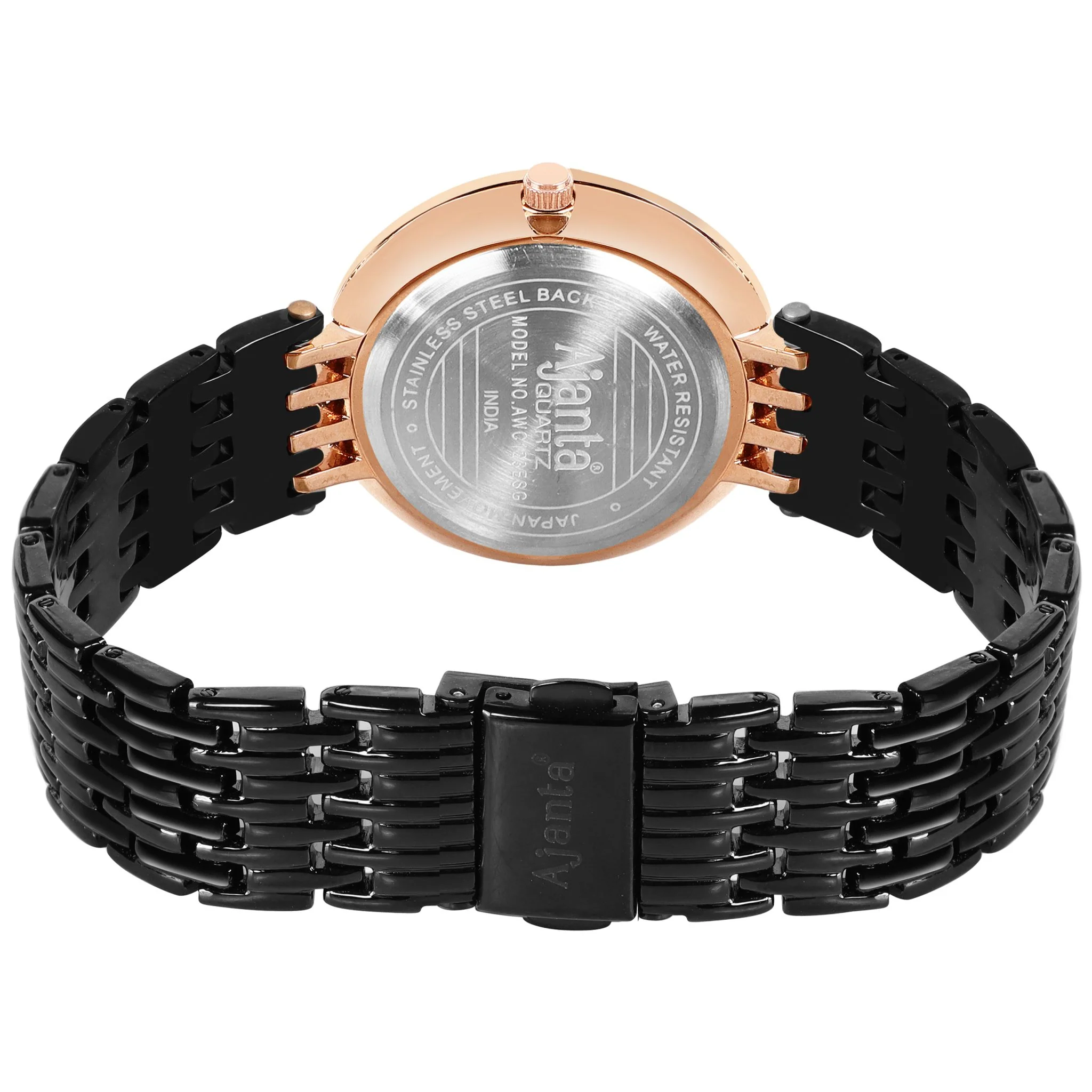 Amoura Black Dial Rose Gold-Tone Case Black Strap - Image 8