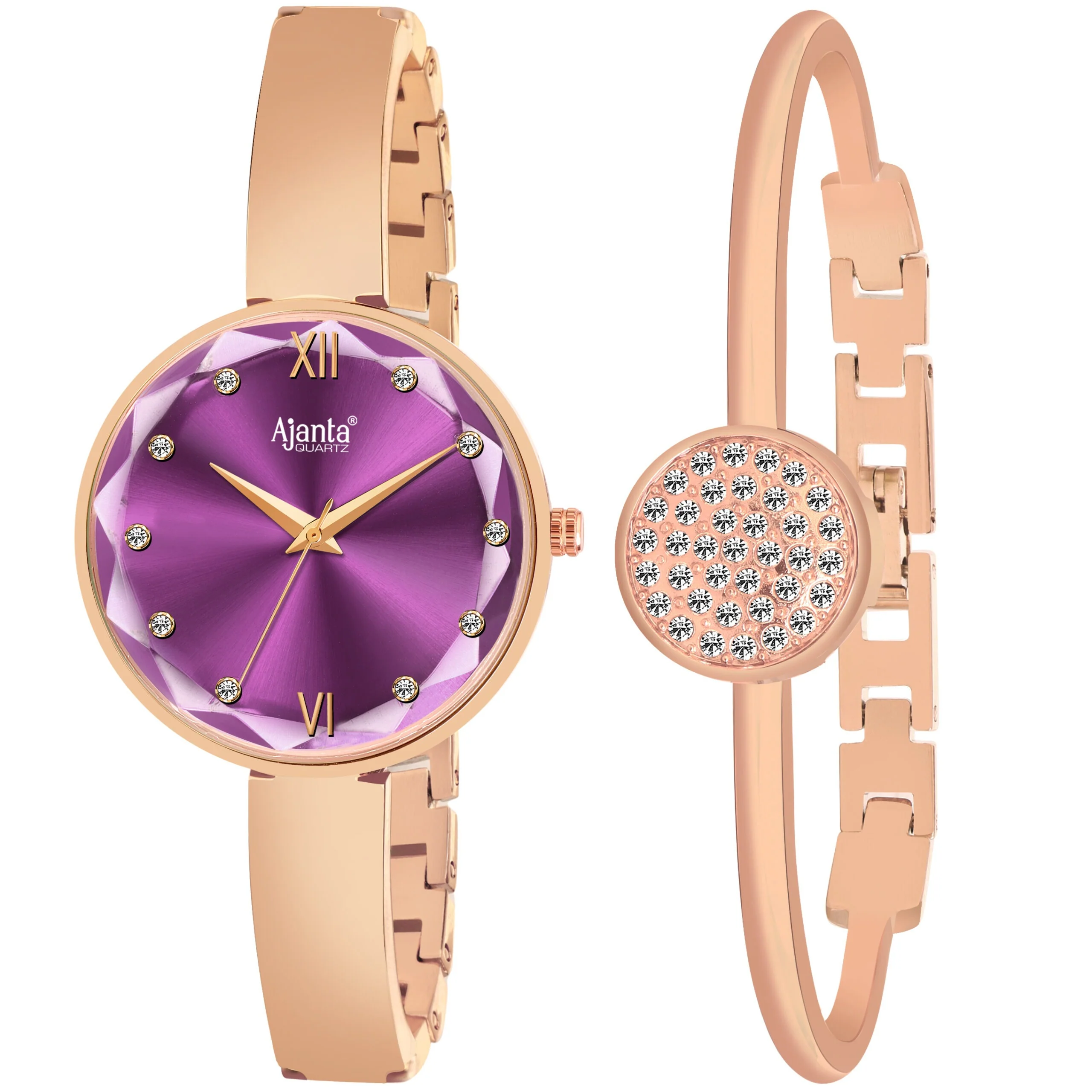Veloura Purple Dial Rose Gold-Tone Watch & Bracelet Set for Women - Image 5
