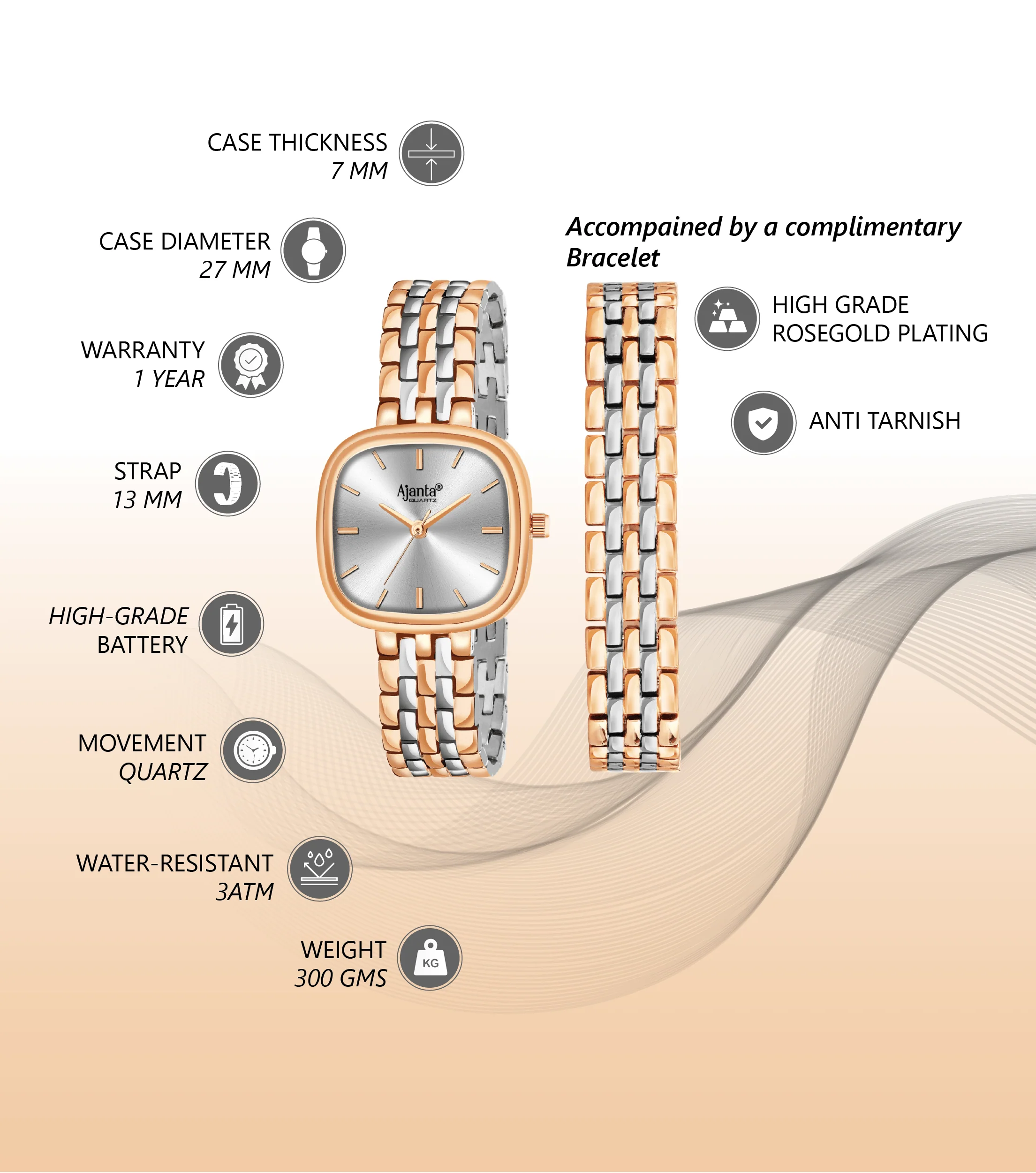 Starlé Silver Dial Silver & Rose Gold-Tone Bracelet Set - Image 5