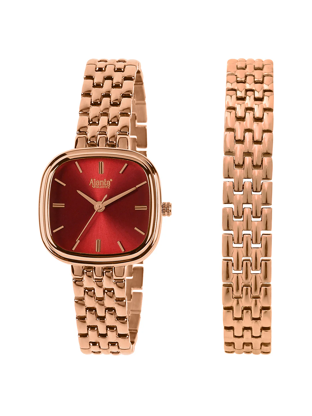 Starlé Maroon Dial Rose Gold-Tone Bracelet Set - Image 5