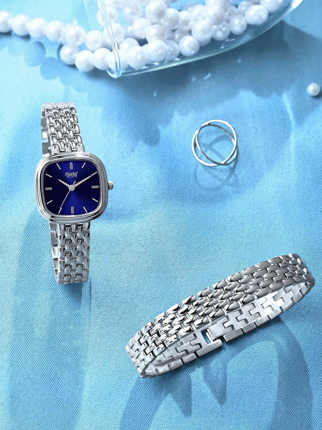 Starlé Blue Dial Silver-Tone Bracelet Set - Image 3