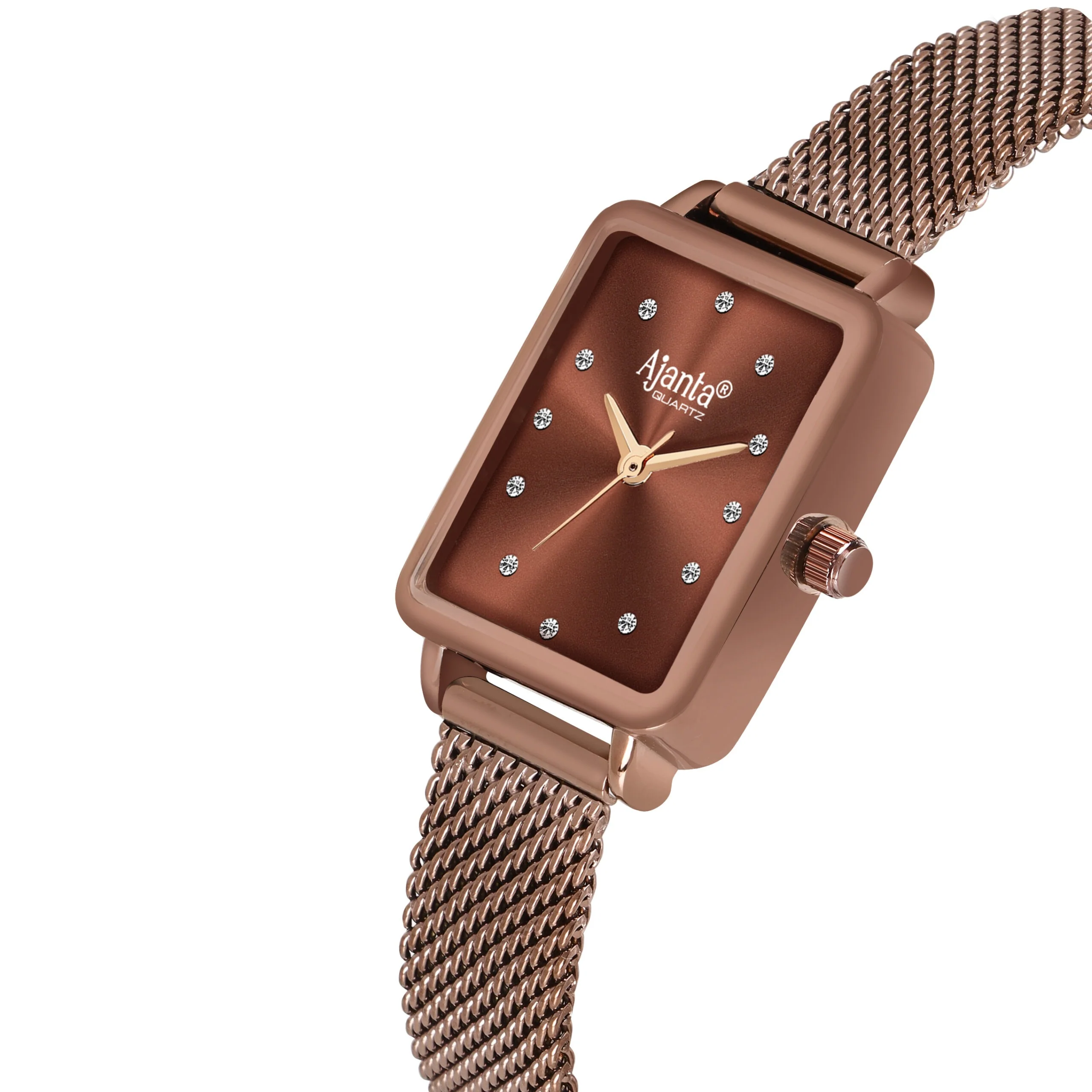 Chopard Brown Dial Brown & Rose Gold-Tone Mesh Bracelet - Image 5