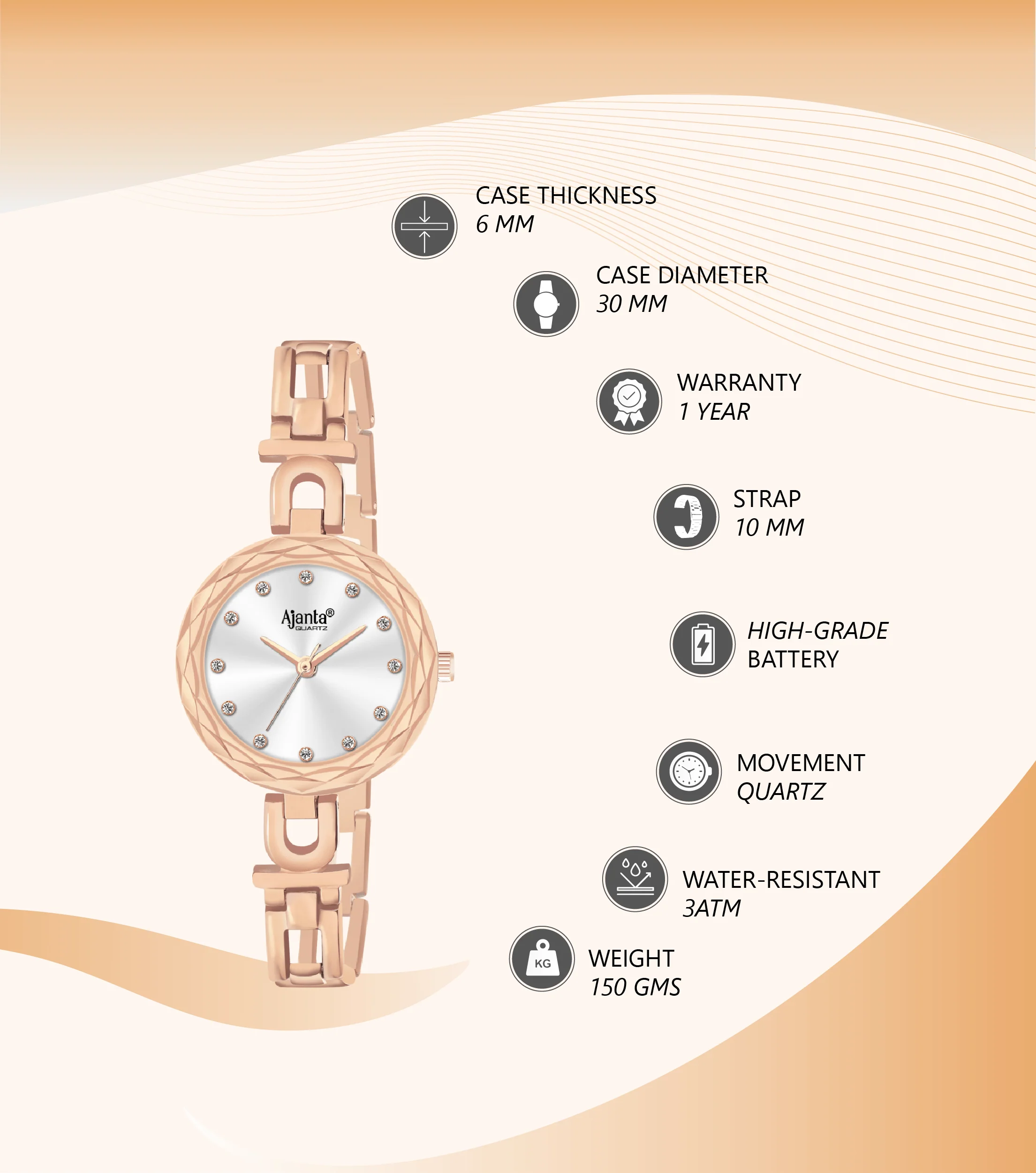 Eloria Silver Dial Rose Gold-Tone Bracelet - Image 4