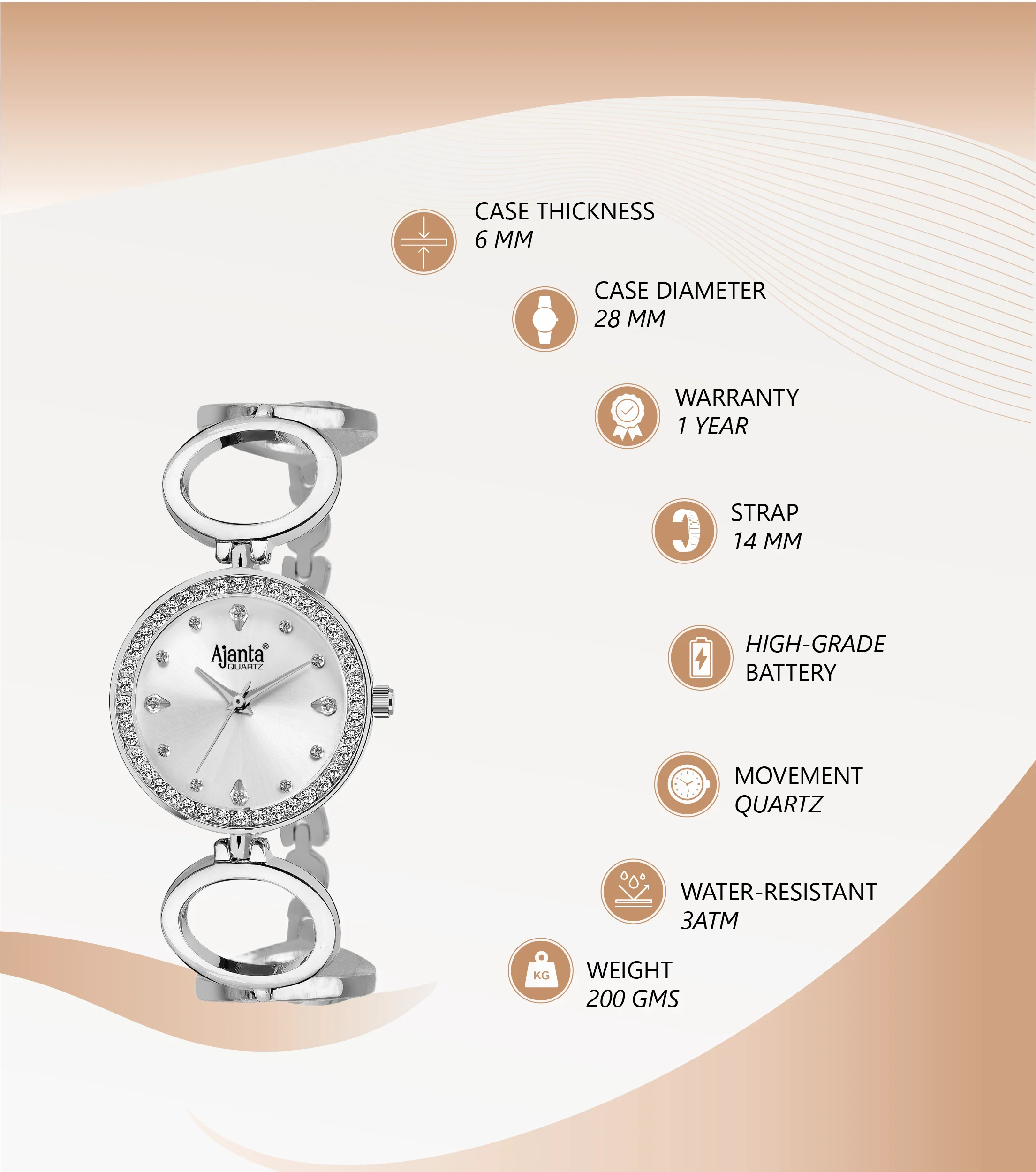 Diamée Silver Dial Silver-Tone Bracelet - Image 4