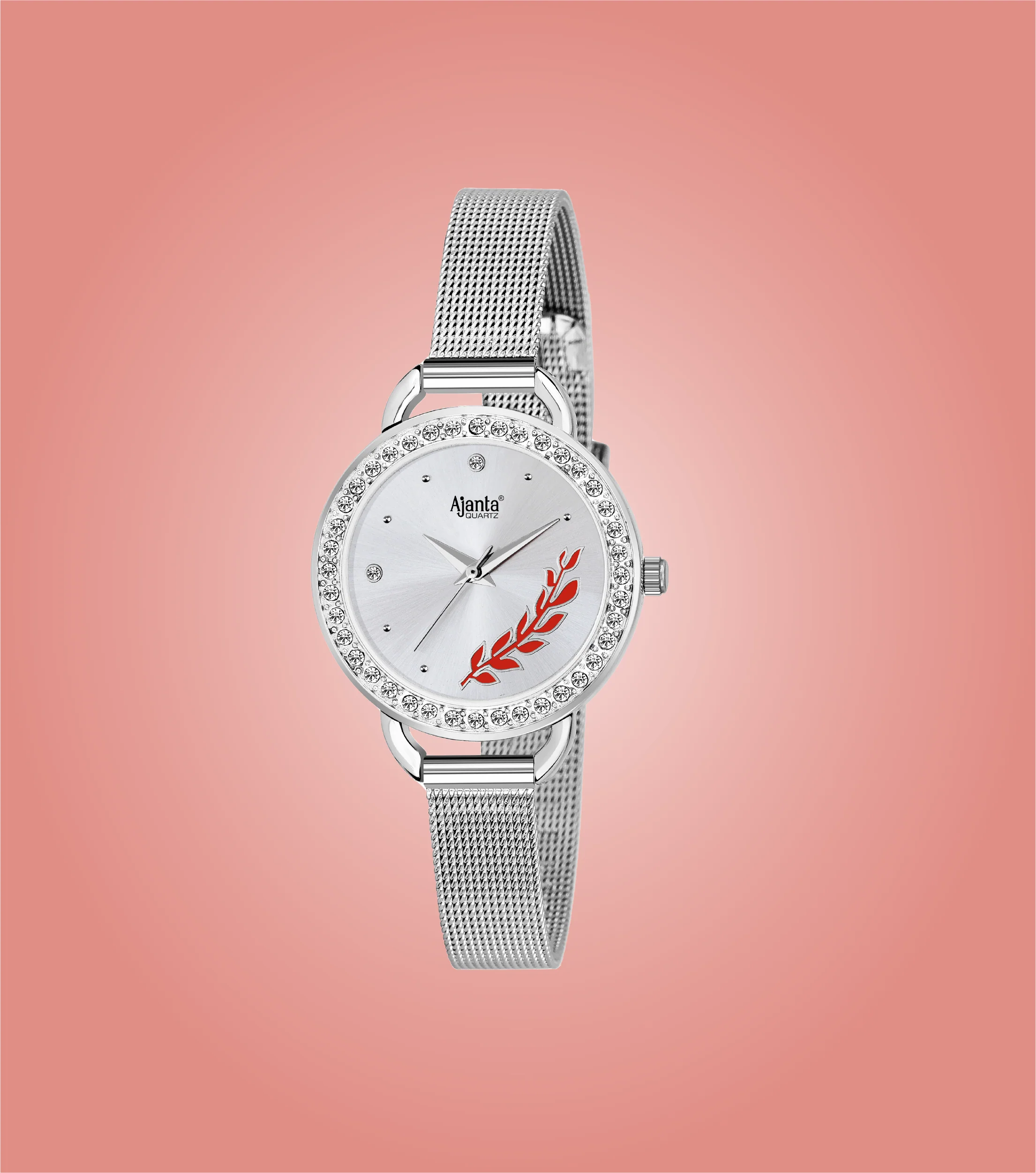 Diavella Silver Dial Silver-Tone Mesh Bracelet - Image 2