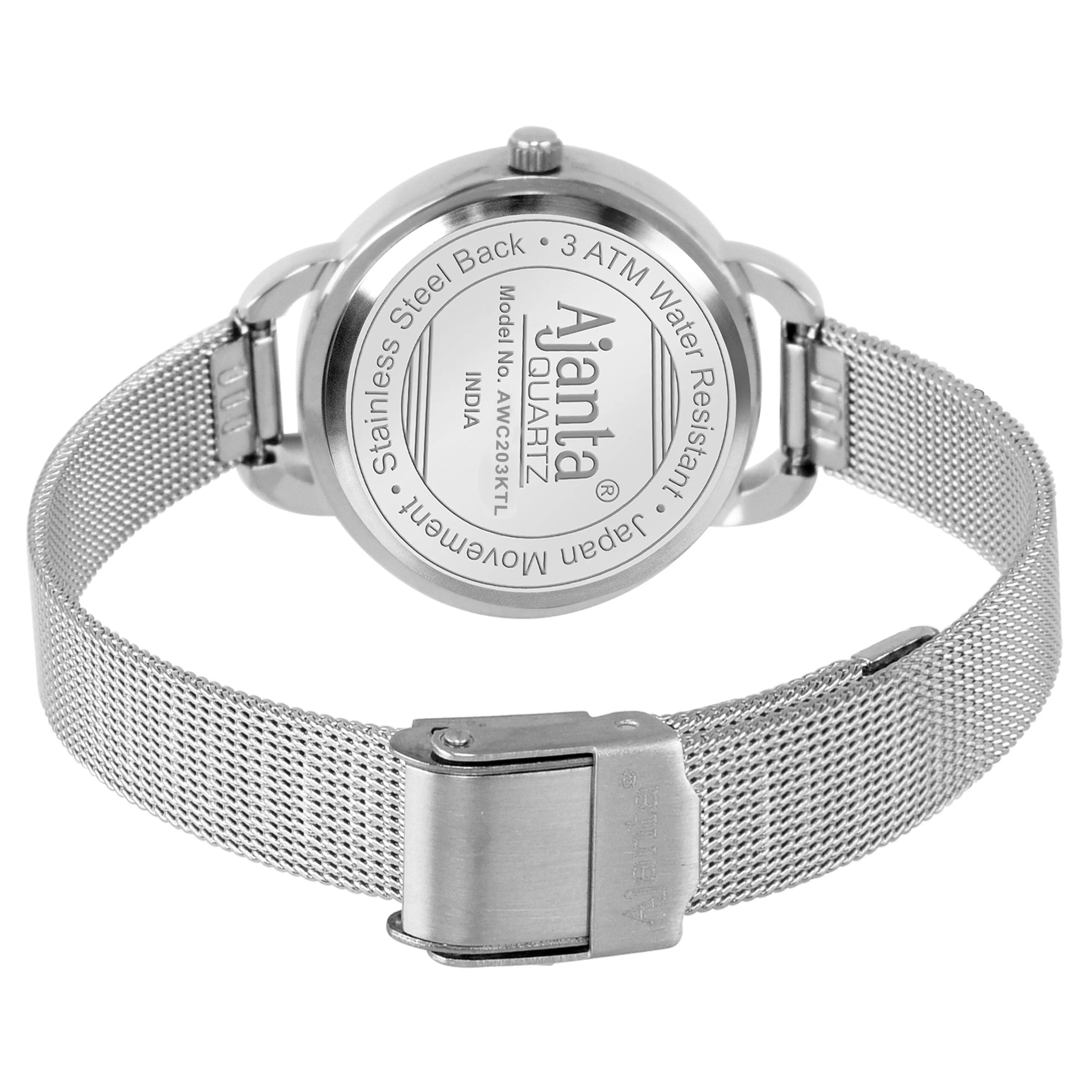 Diavella Silver Dial Silver-Tone Mesh Bracelet - Image 5