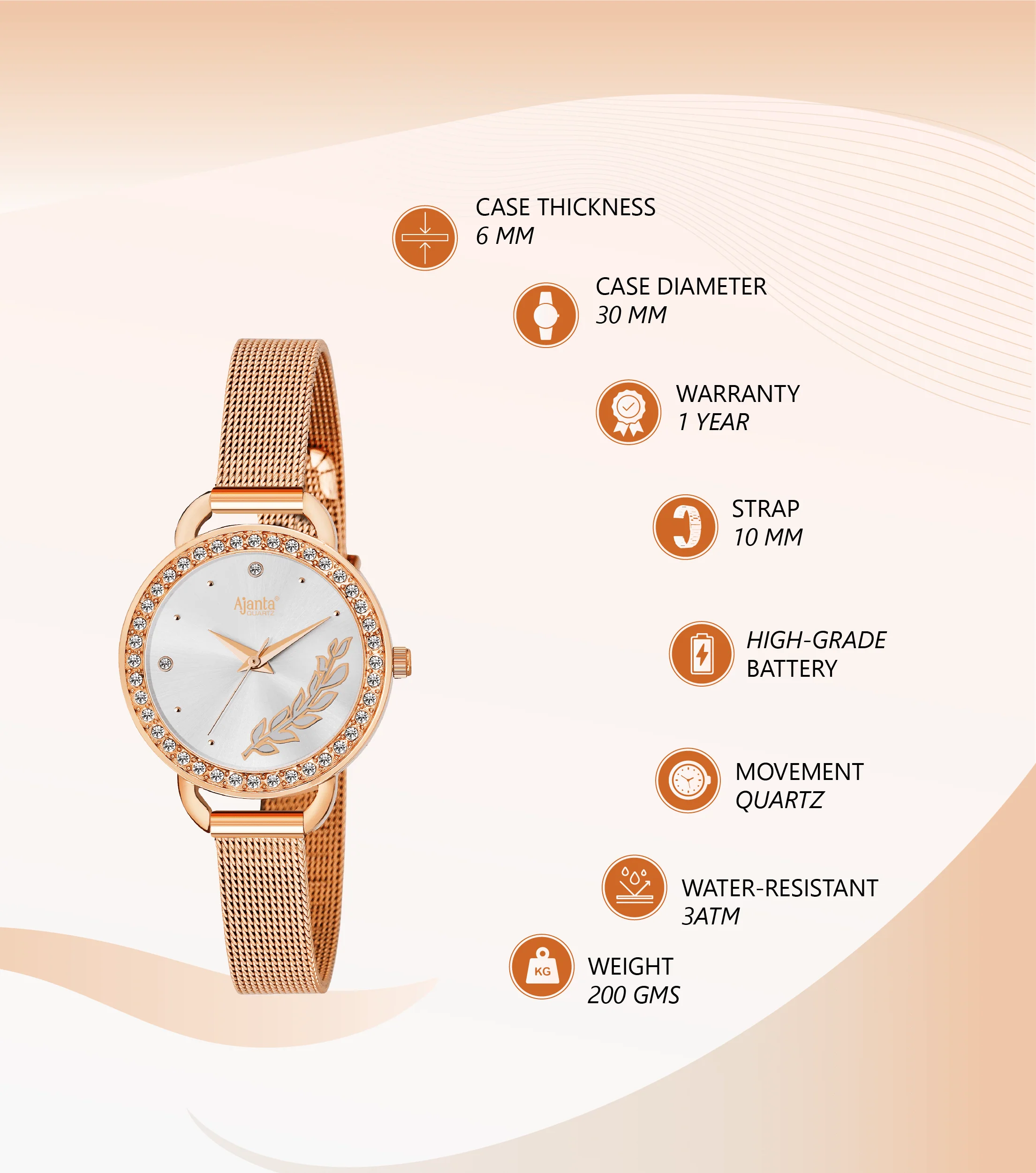 Diavella Silver Dial Rose Gold-Tone Mesh Bracelet - Image 4