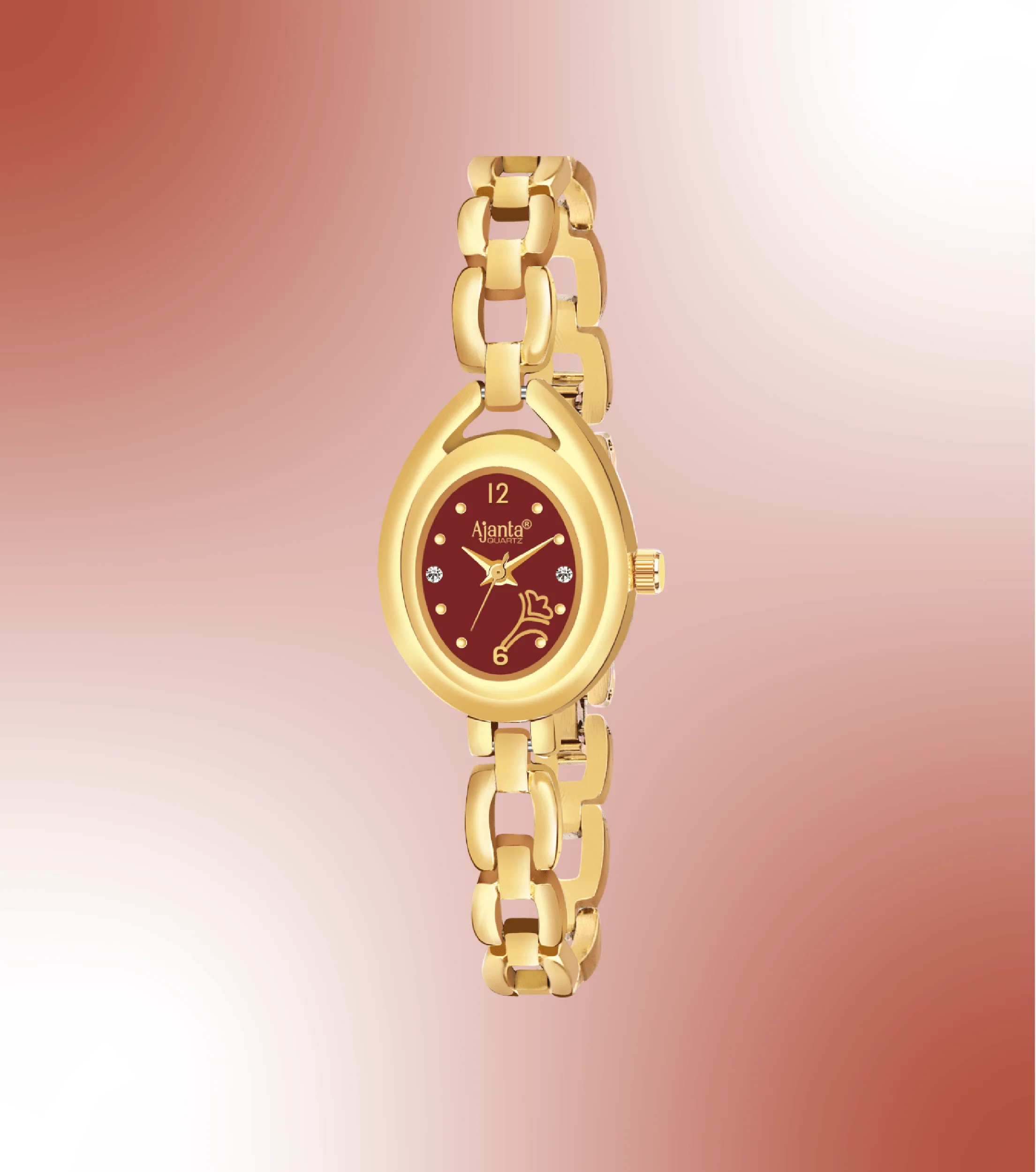 Vellora Maroon Dial Gold-Tone Bracelet - Image 2