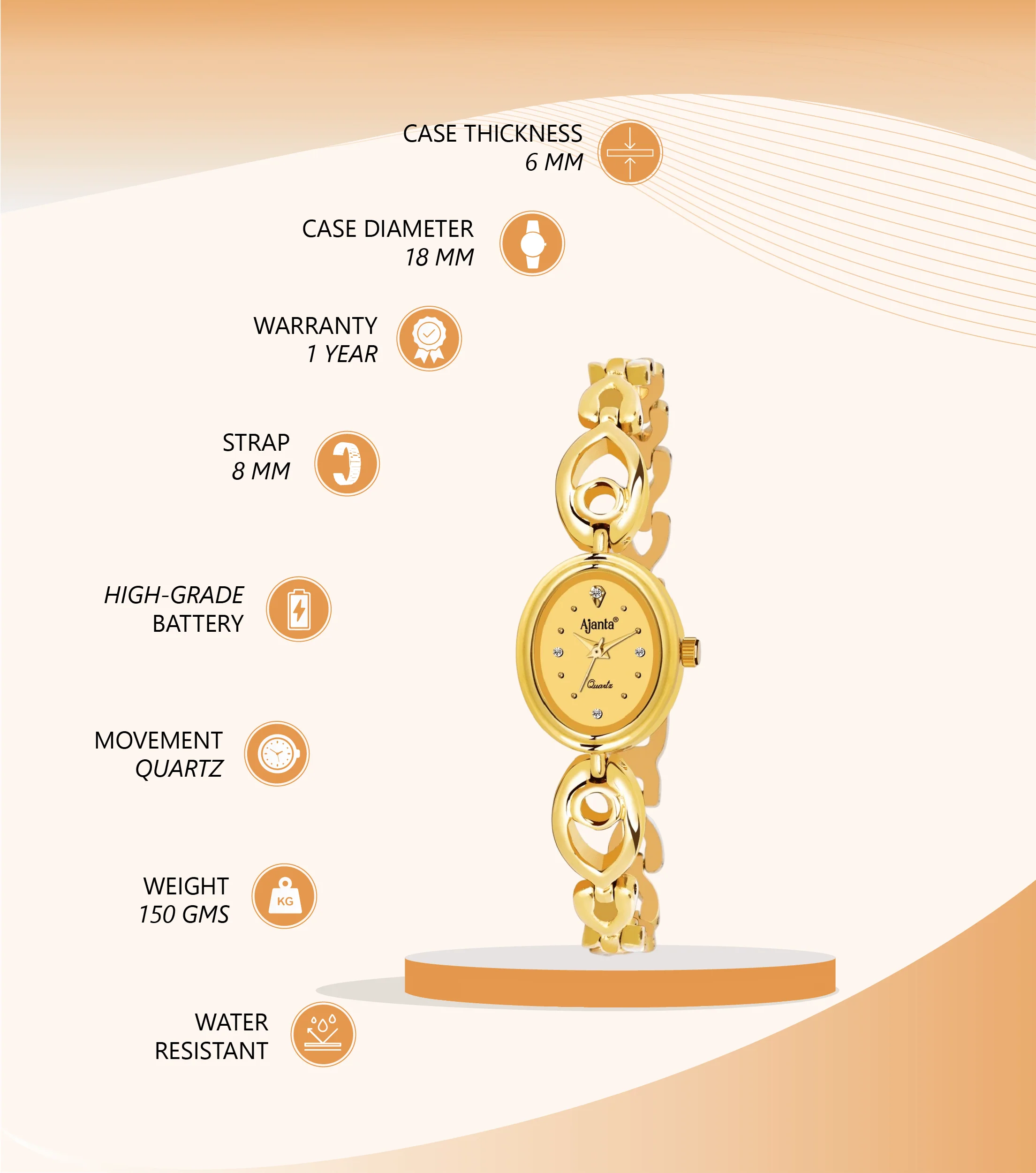 Oralia Gold Dial Gold-Tone Bracelet - Image 3