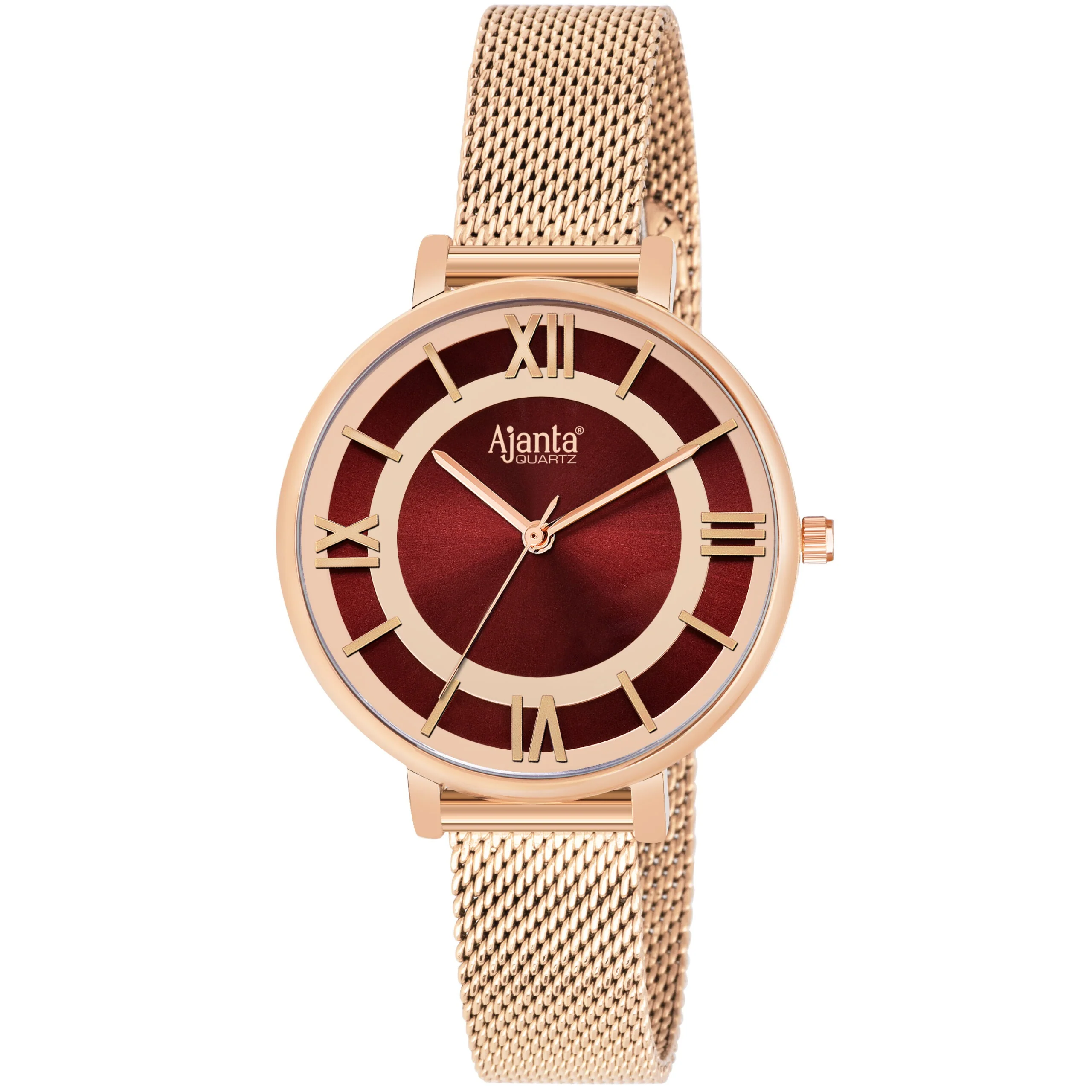 Calyse Maroon Dial Rose Gold-Tone Mesh Bracelet - Image 3