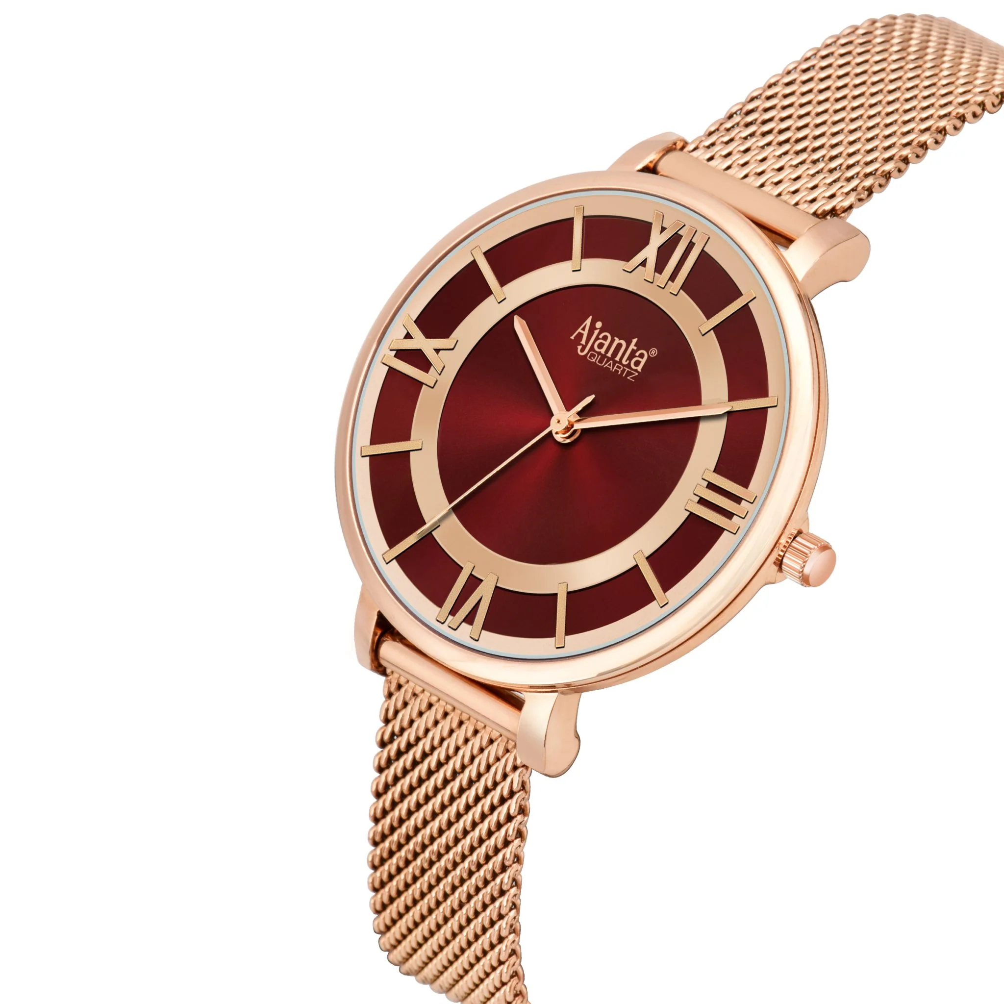 Calyse Maroon Dial Rose Gold-Tone Mesh Bracelet - Image 4