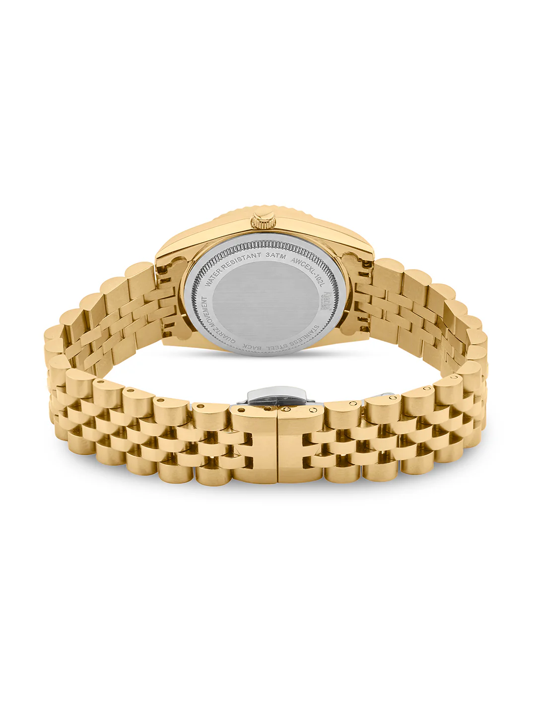 Avenza Gold Tone Green Dial Stainless Steel Day-Date Watch - Image 6