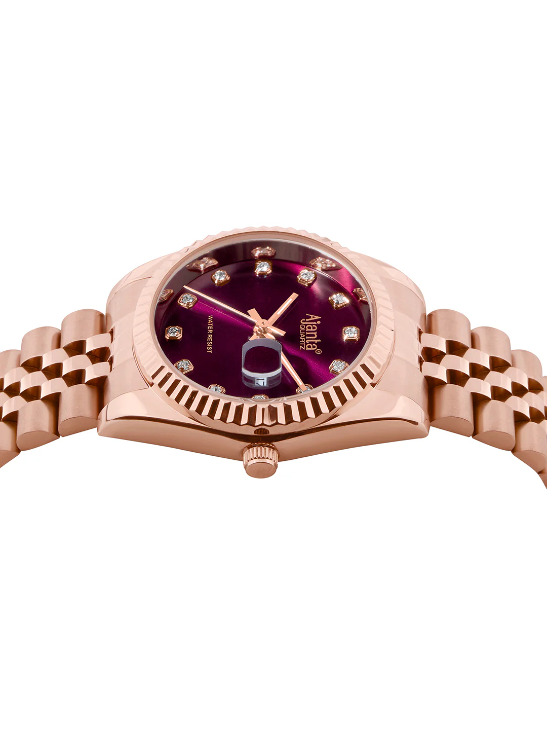 Avenza Rose gold Wine Purple Dial Stainless Steel Day-Date Watch - Image 5