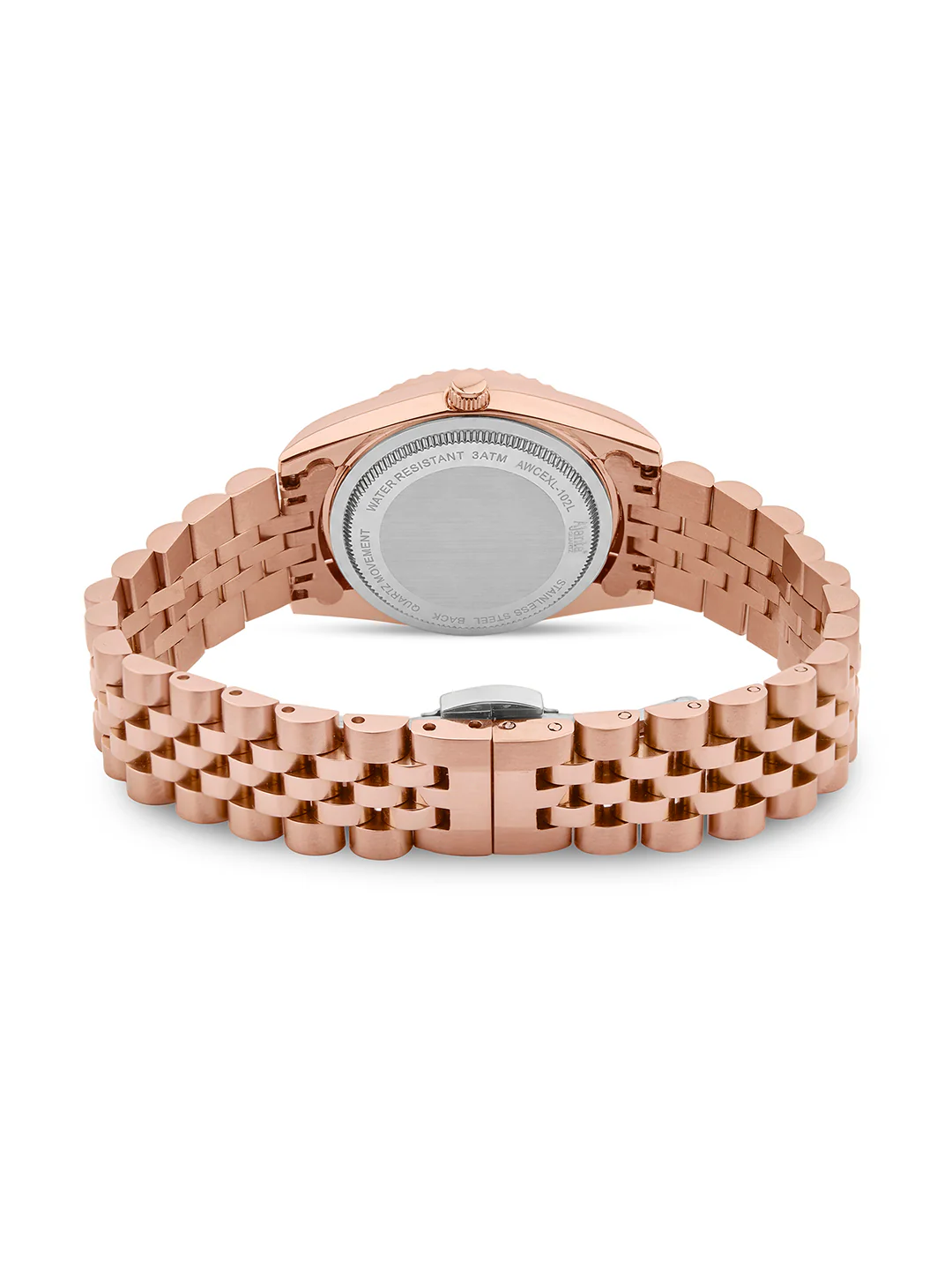 Avenza Rose gold Wine Purple Dial Stainless Steel Day-Date Watch - Image 6