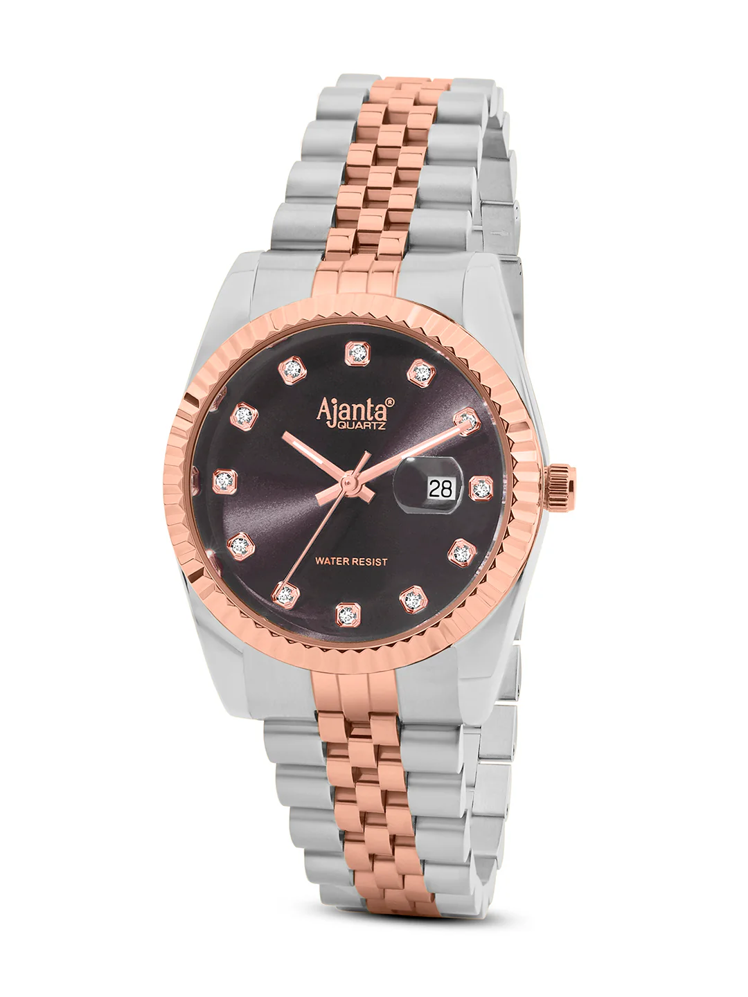 Avenza Two-Tone Grey Dial Stailnless Steel Day-Date Watch - Image 4