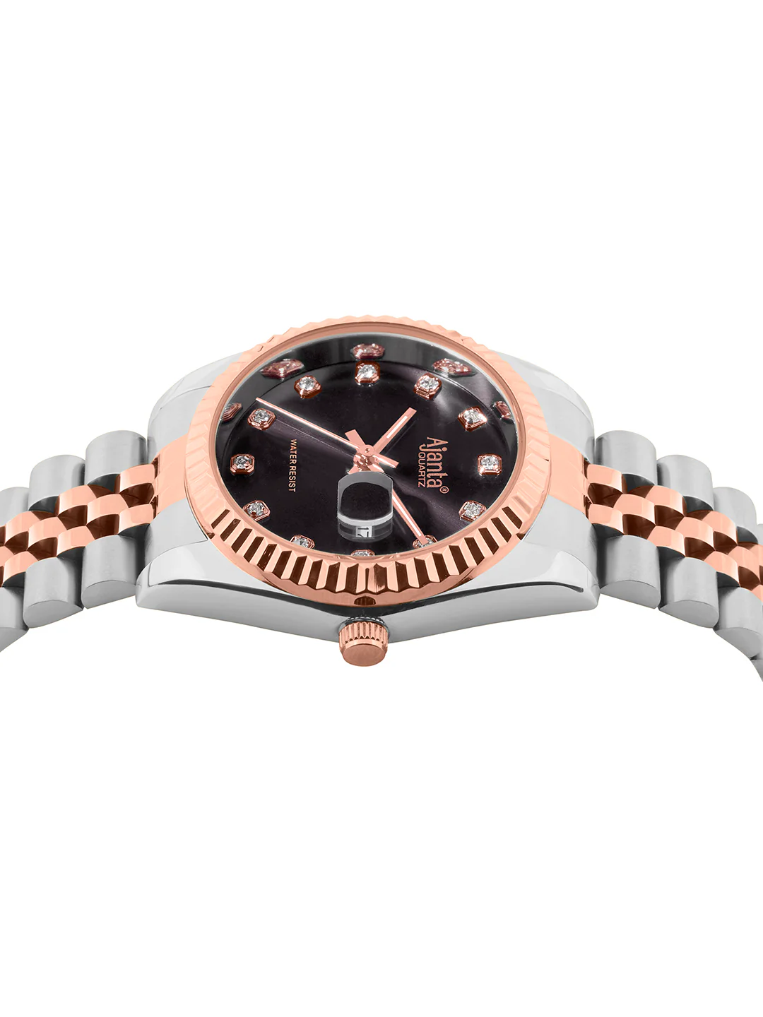 Avenza Two-Tone Grey Dial Stailnless Steel Day-Date Watch - Image 5